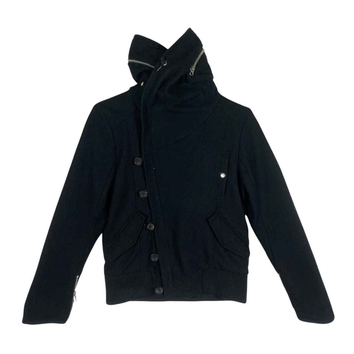 Japanese Brand The Twelve Harajuku Gothic Hoodie Wool Zipper Button Jacket Size L / US 10 / IT 46 - 1 Thumbnail