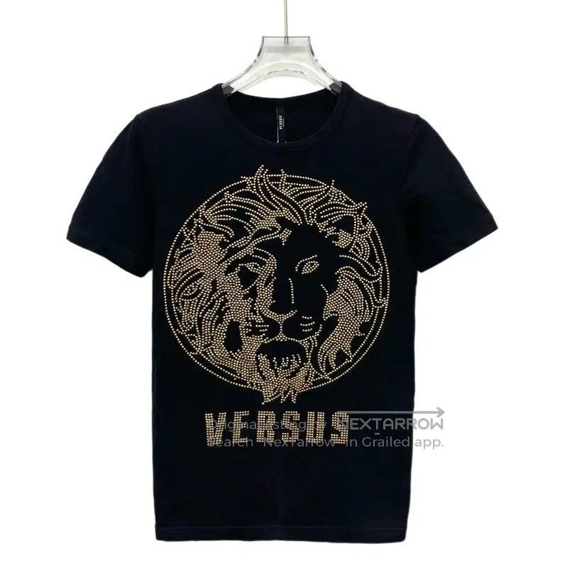 Versace Versace Black Cotton T-Shirt with Lion Design . Size L / US 10 / IT 46 - 1 Thumbnail