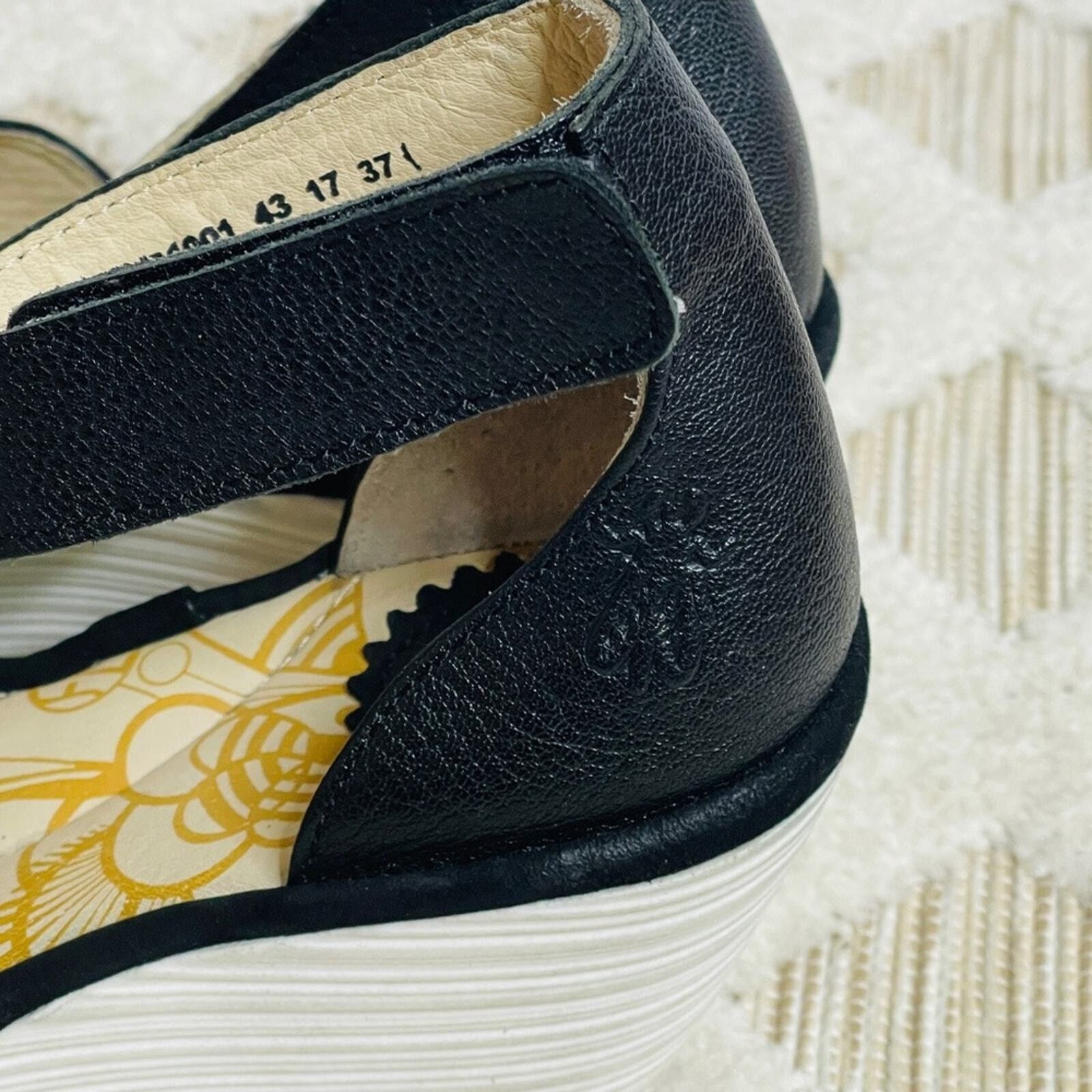 Fly London FLY London Leather Wedge Sandal Black SZ 37/US 6.5/7 Size US 6.5 / IT 36.5 - 5 Thumbnail