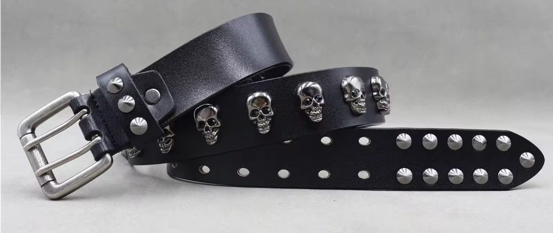 小物 skull buckle black leather belt Y2K punk 51DpfJgOALL._UY1000_.jpg