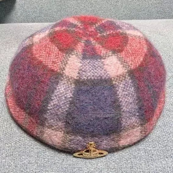 Vivienne Westwood Vivienne Westwood Pink and Purple Plaid Saturn Wool Beret Size ONE SIZE - 1 Thumbnail