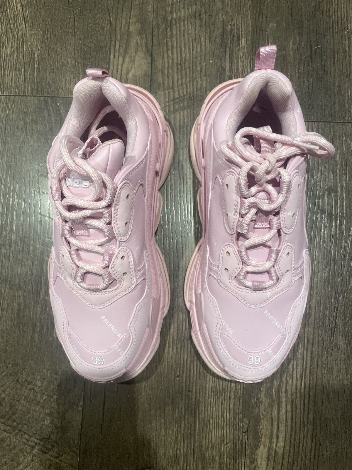 Balenciaga Balenciaga Triple S All Over Logo Pink Sneakers – Size 9 Size US 9 / IT 39 - 1 Thumbnail