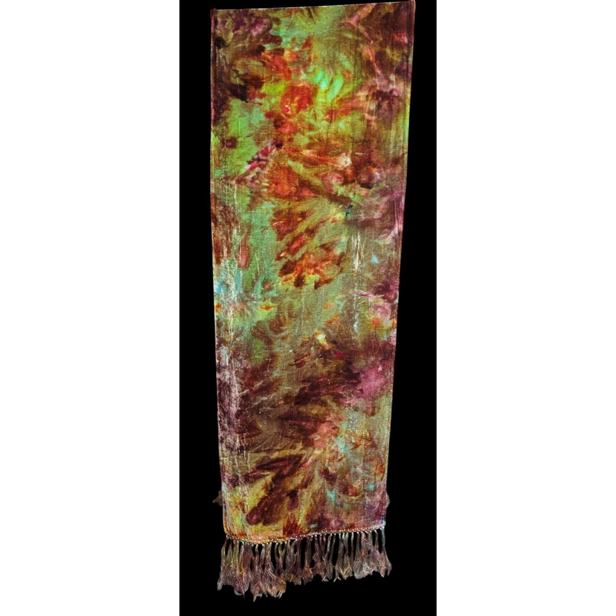Other Vintage Bohemian Retro Hippie Velvet Tie-Dye Scarf With Frin Size ONE SIZE - 1 Thumbnail