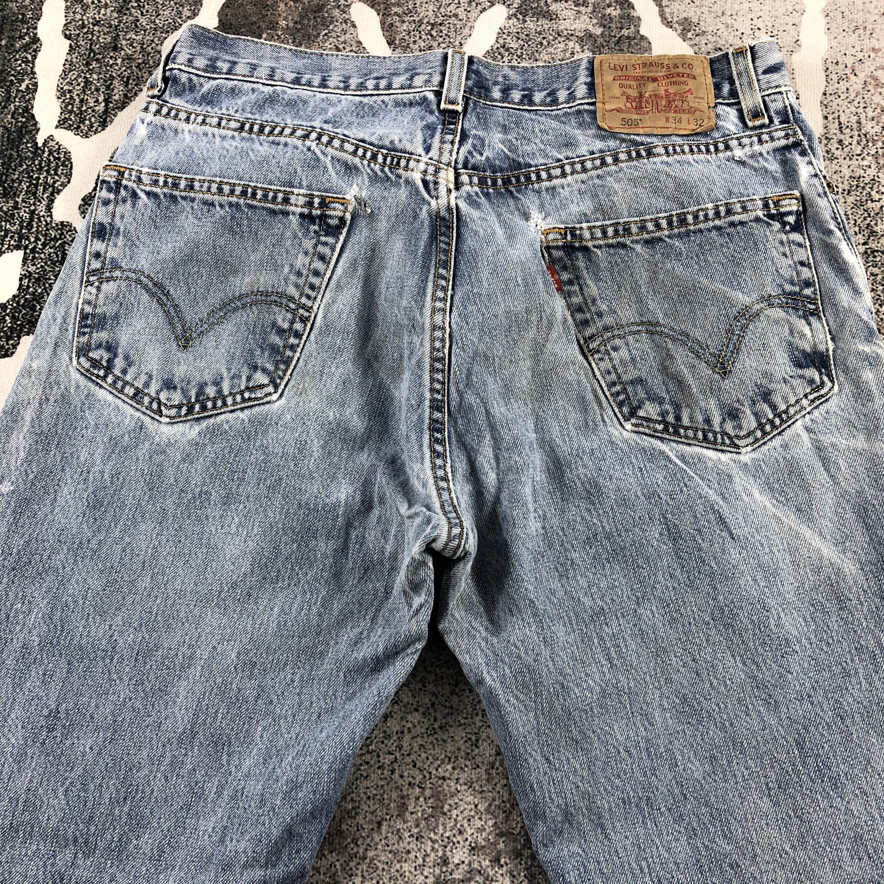 Levi's Vintage Levi's 505 Jeans Distress Regular Fit Denim KJ967 Size US 34 / EU 50 - 4 Thumbnail