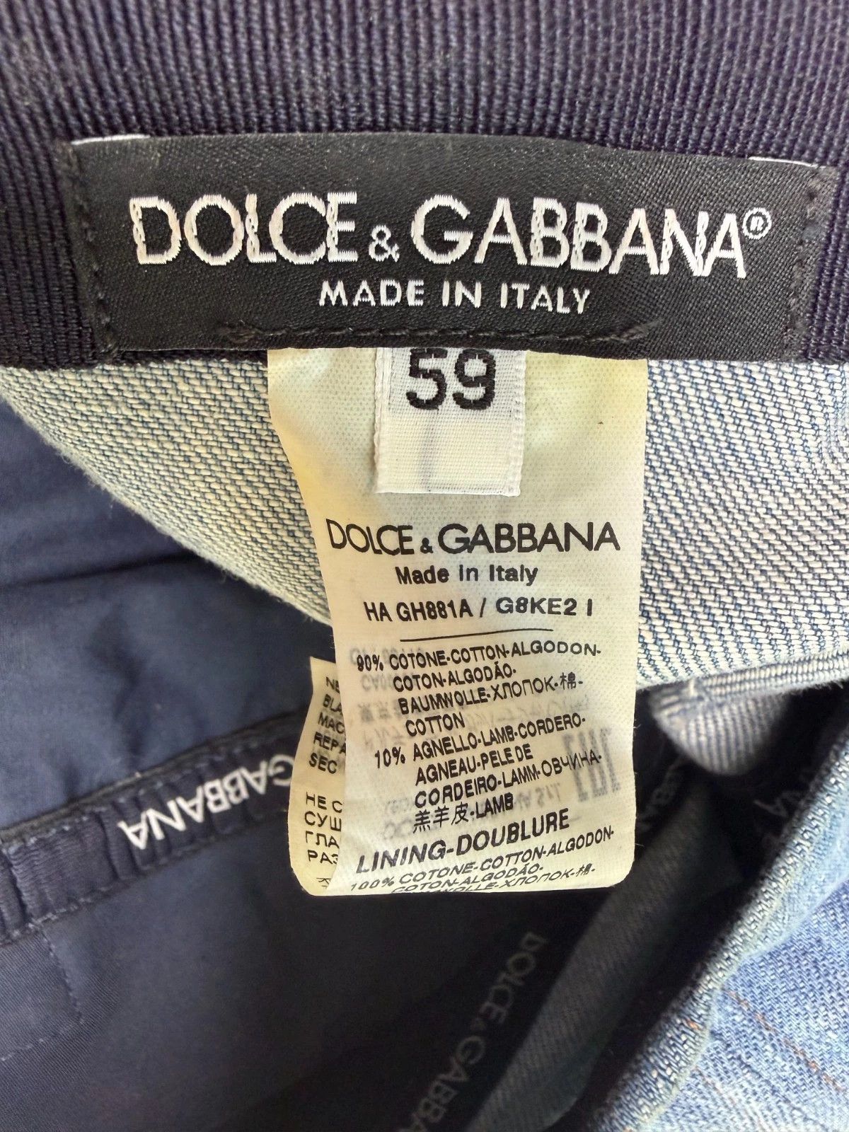 Dolce & Gabbana Silver Logo Plate Denim Distressed Hat Size ONE SIZE - 9 Thumbnail