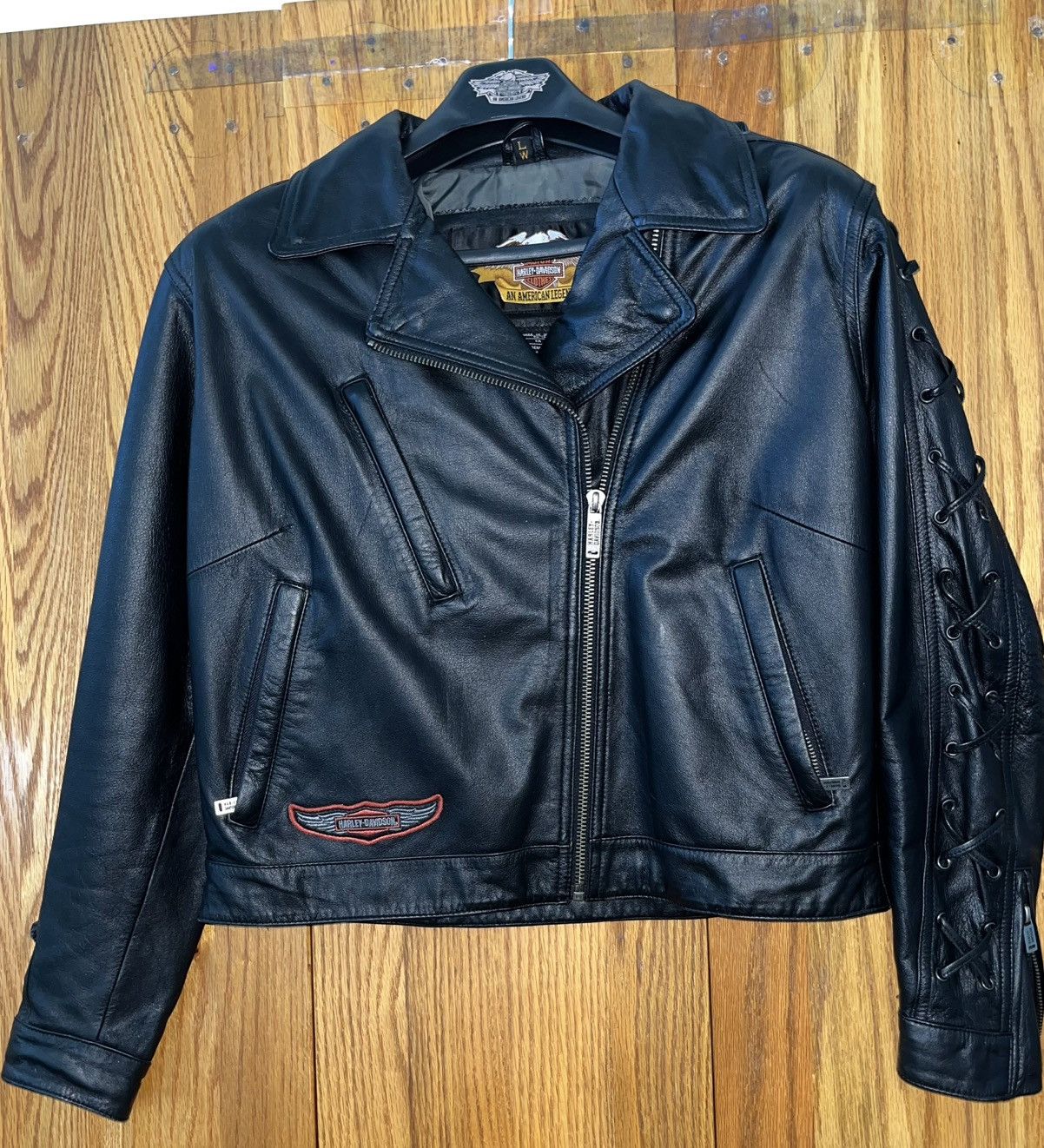 Harley Davidson Mint NOS 2002 Harley-Davidson Hacienda Leather Jacket Sz LW Size L / US 10 / IT 46 - 1 Thumbnail