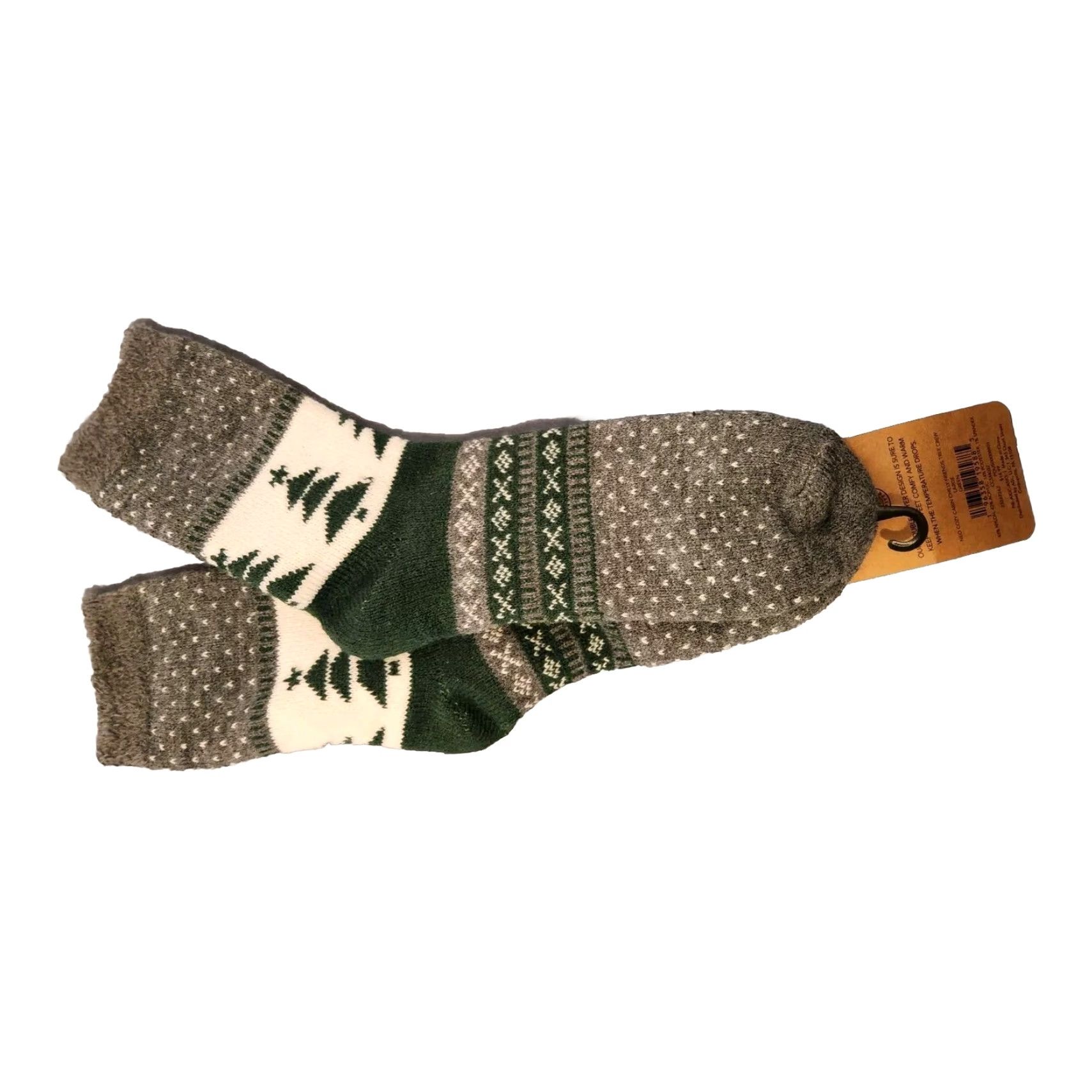 Vintage Northeast Outfitters Cabin boot socks outdoors Crew Socks 9-11 Women Taupe Holiday Snowflake Warm Comfy Mid Calf Knit Size US 9 / IT 39 - 3 Thumbnail