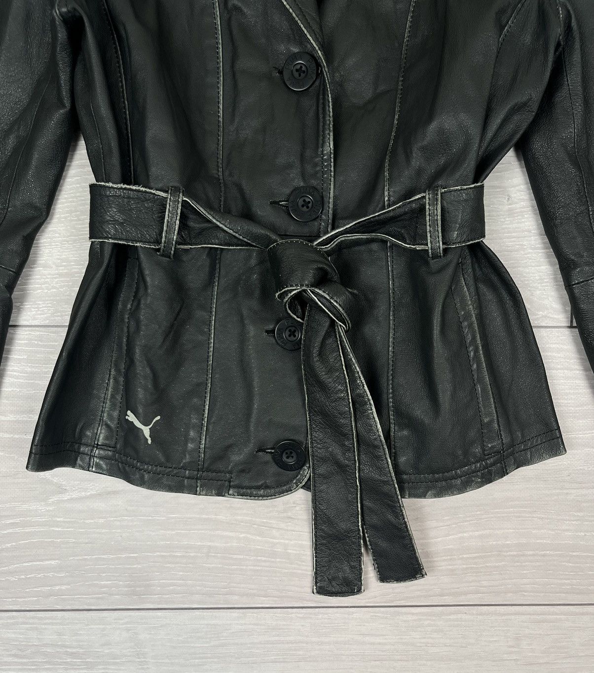 Puma Puma Vintage Rare Y2K Black Leather Jacket Size S / US 4 / IT 40 - 4 Thumbnail