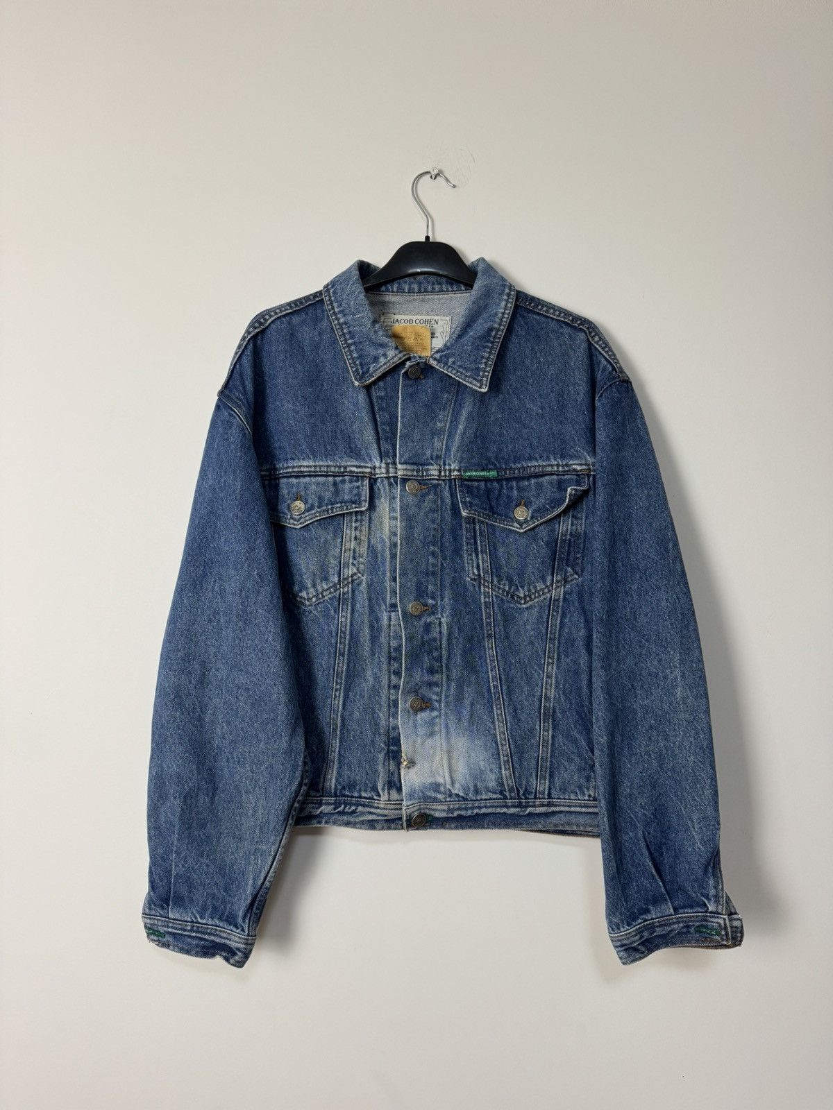 Vintage 90s Distressed Jacob Cohen Denim Jacket boxy fit Outerwear