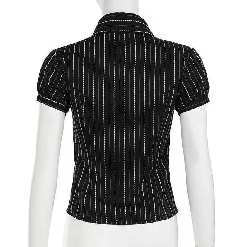 Other Retro Striped Y2k Blouse Vintage Casual Women’s Shirt Size S / US 4 / IT 40 - 9 Thumbnail