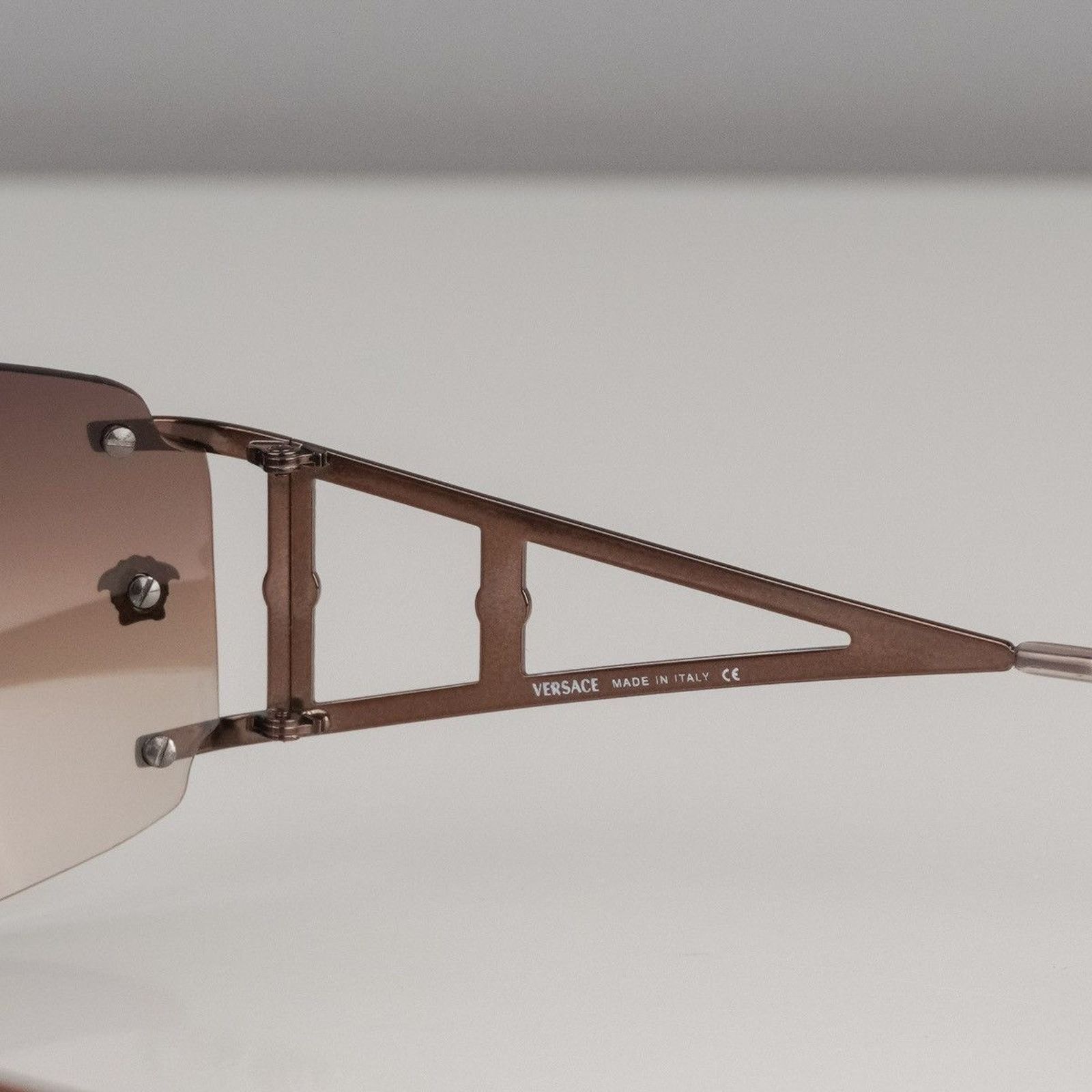 Versace Vintage versace medusa greca logo rimless bronze sunglasses Size ONE SIZE - 5 Thumbnail