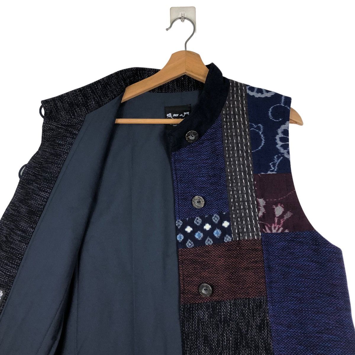 45rpm × Blue Blue Japan × Japanese Brand Vintage Vest Indigo Sisoko Giemon Kurume Traditional Kasuri Size US M / EU 48-50 / 2 - 12 Thumbnail