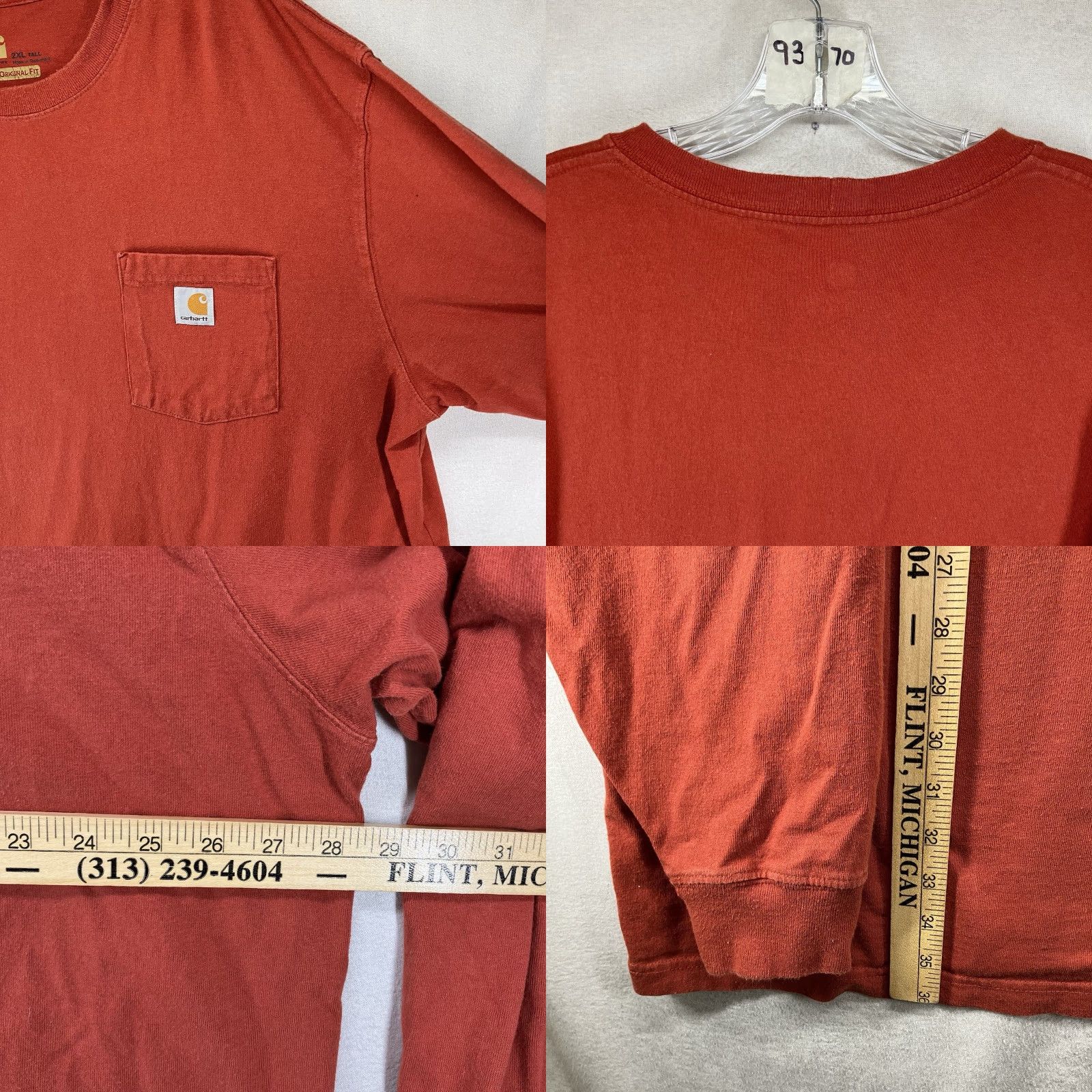 Carhartt Carhartt T-Shirt Men's Long Sleeve Heavyweight Orange 2XL Tall Regular Cotton Crew Neck UV? (Wait) Size US XXL / EU 58 / 5 - 8 Thumbnail