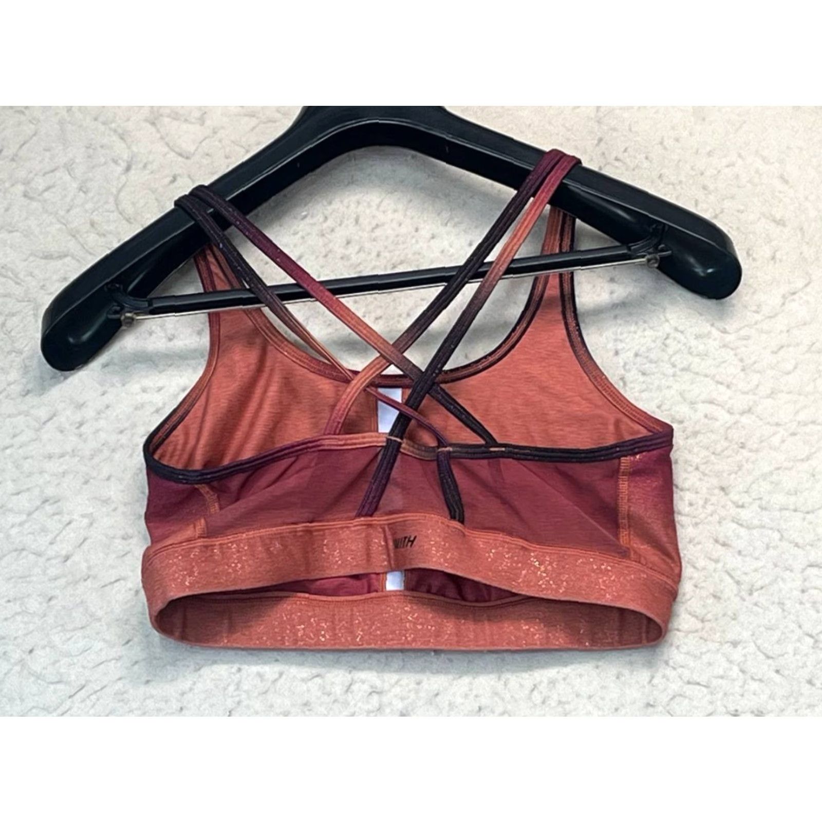 Vintage Peloton Sports Bra Shirt Women L Orange Solid Crossback Wireless Breathable Stretch Compression Gym Workout Activewear Shorts? Size ONE SIZE - 2 Thumbnail