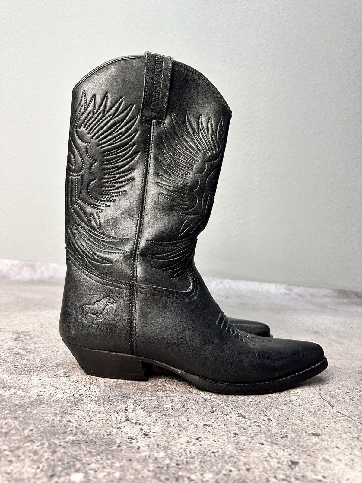 image of Avant Garde x Vintage Leather Cowboy Boots Western Shoes Usa Size 42 in Black, Men's