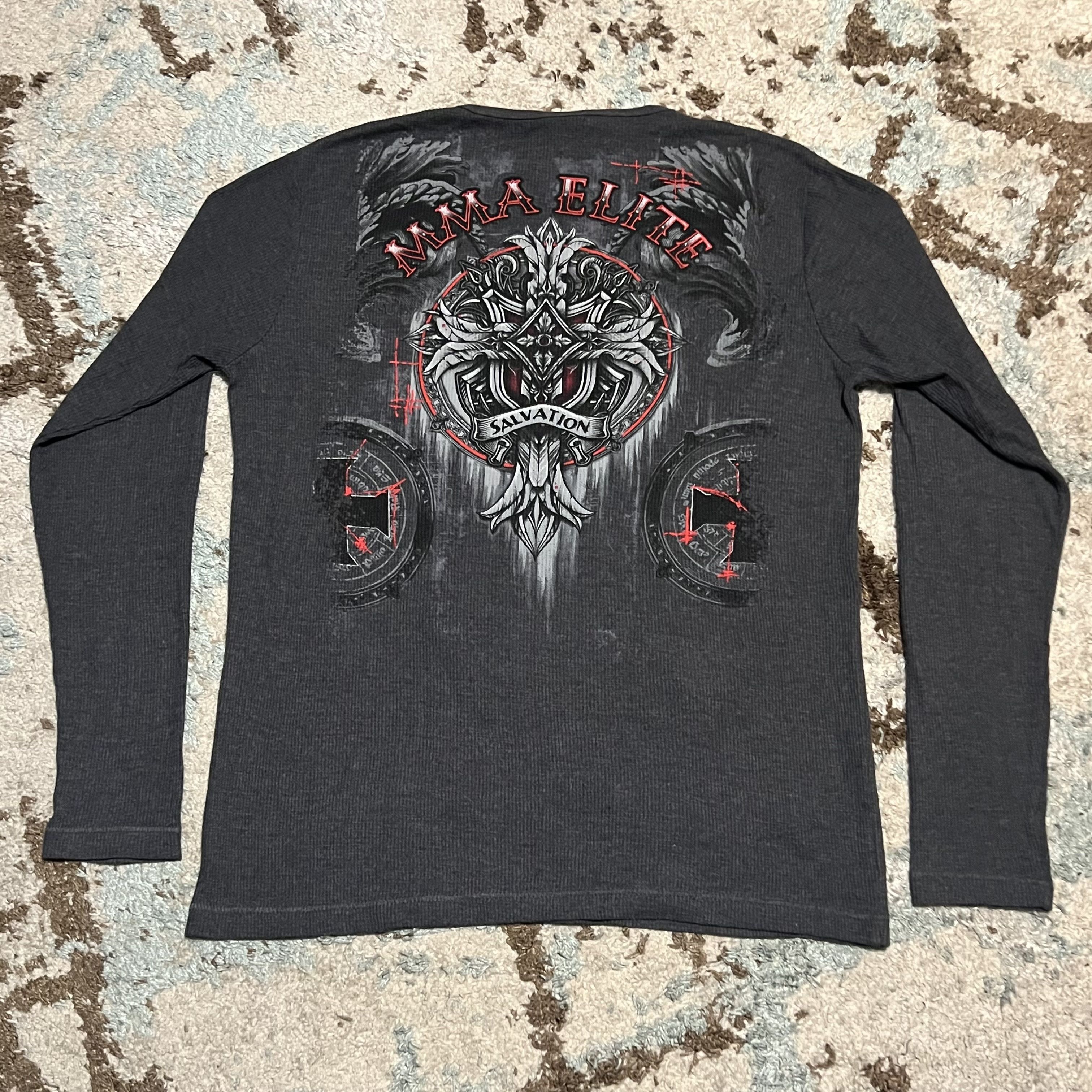 Affliction × Raw State × Tapout MMA Elite Salvation Cross Thermal Shirt Size XL Cyber Y2K Size US XL / EU 56 / 4 - 2 Thumbnail