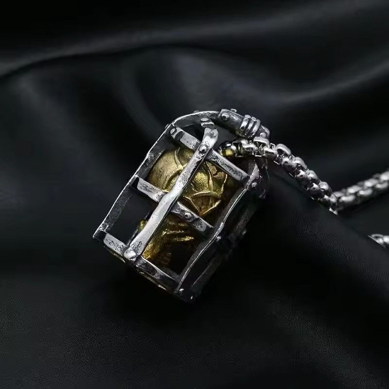 Jewelry × Vintage Punk Cage Skull Pendant Retro Gothic Necklace Size ONE SIZE - 3 Thumbnail