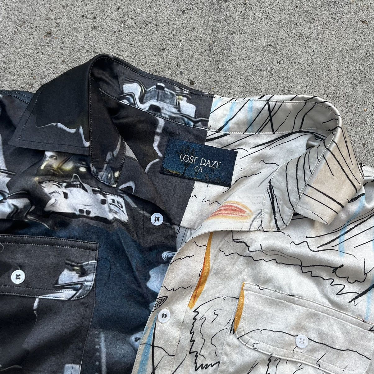 Lost Daze Lost Daze Split Silk Button Down Liquify Surf Sketch Men’s Size US L / EU 52-54 / 3 - 2 Thumbnail