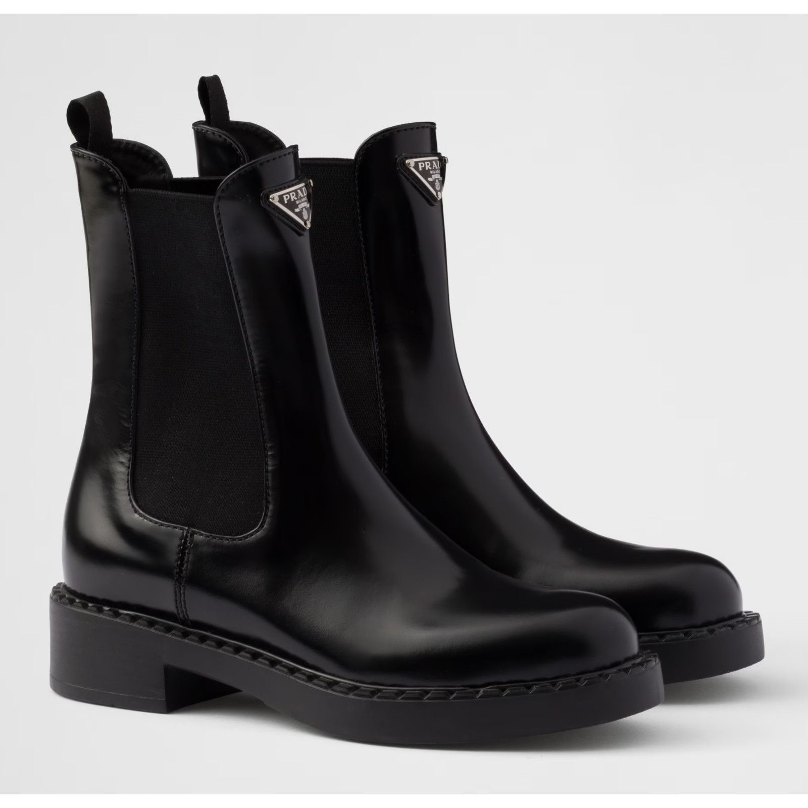 Prada Prada Chocolate Brushed Leather Black Pull On Chelsea Size US 8.5 / IT 38.5 - 1 Thumbnail