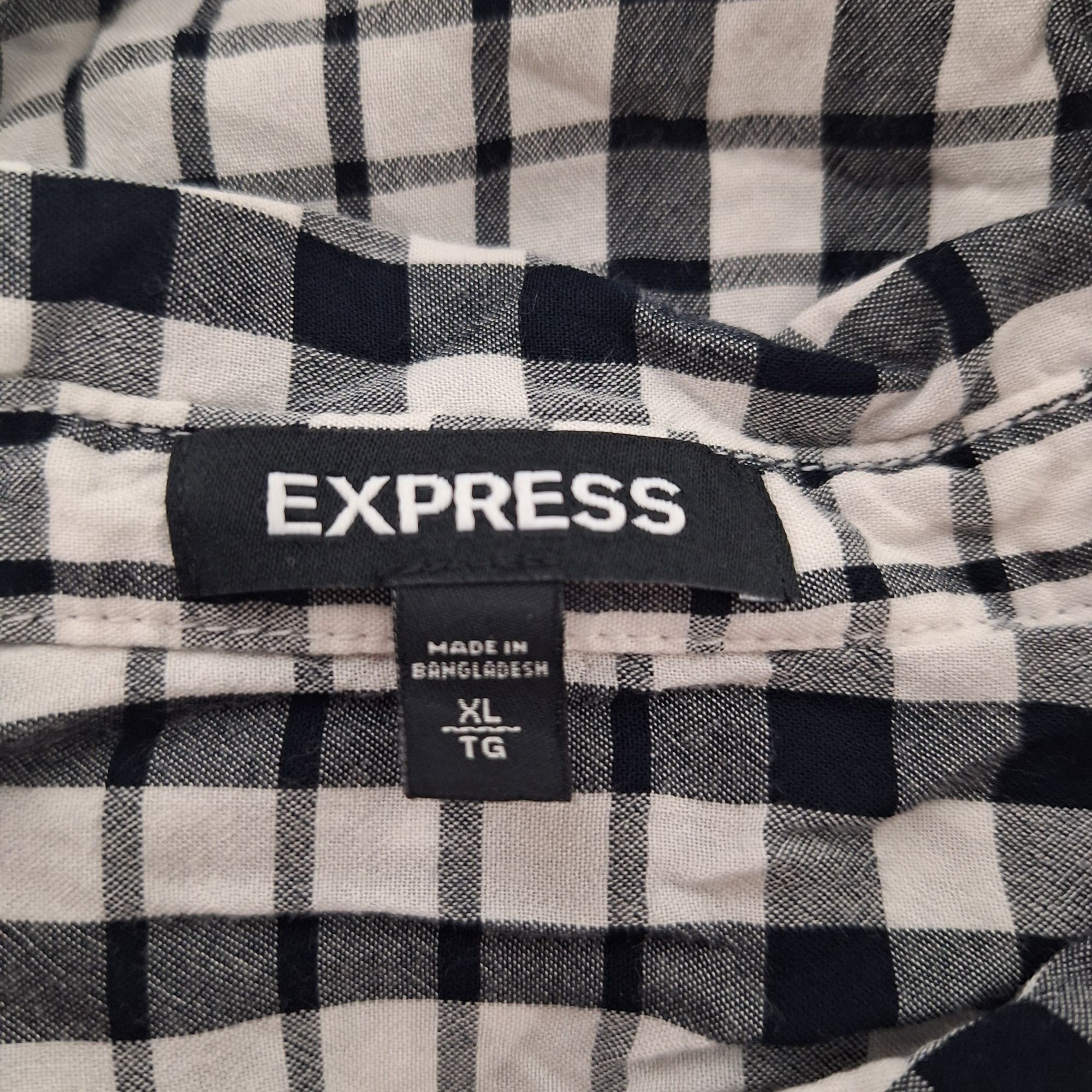 Express Express Gingham Plaid Tie Front Shirt XL Black White Button Size XL / US 12-14 / IT 48-50 - 4 Thumbnail