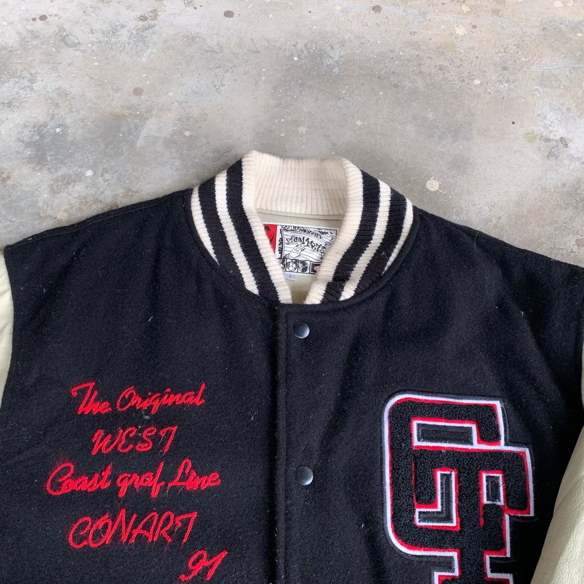 Other Conart 91 University Wool Leather Jacket Embroidered Logo Size US L / EU 52-54 / 3 - 7 Thumbnail