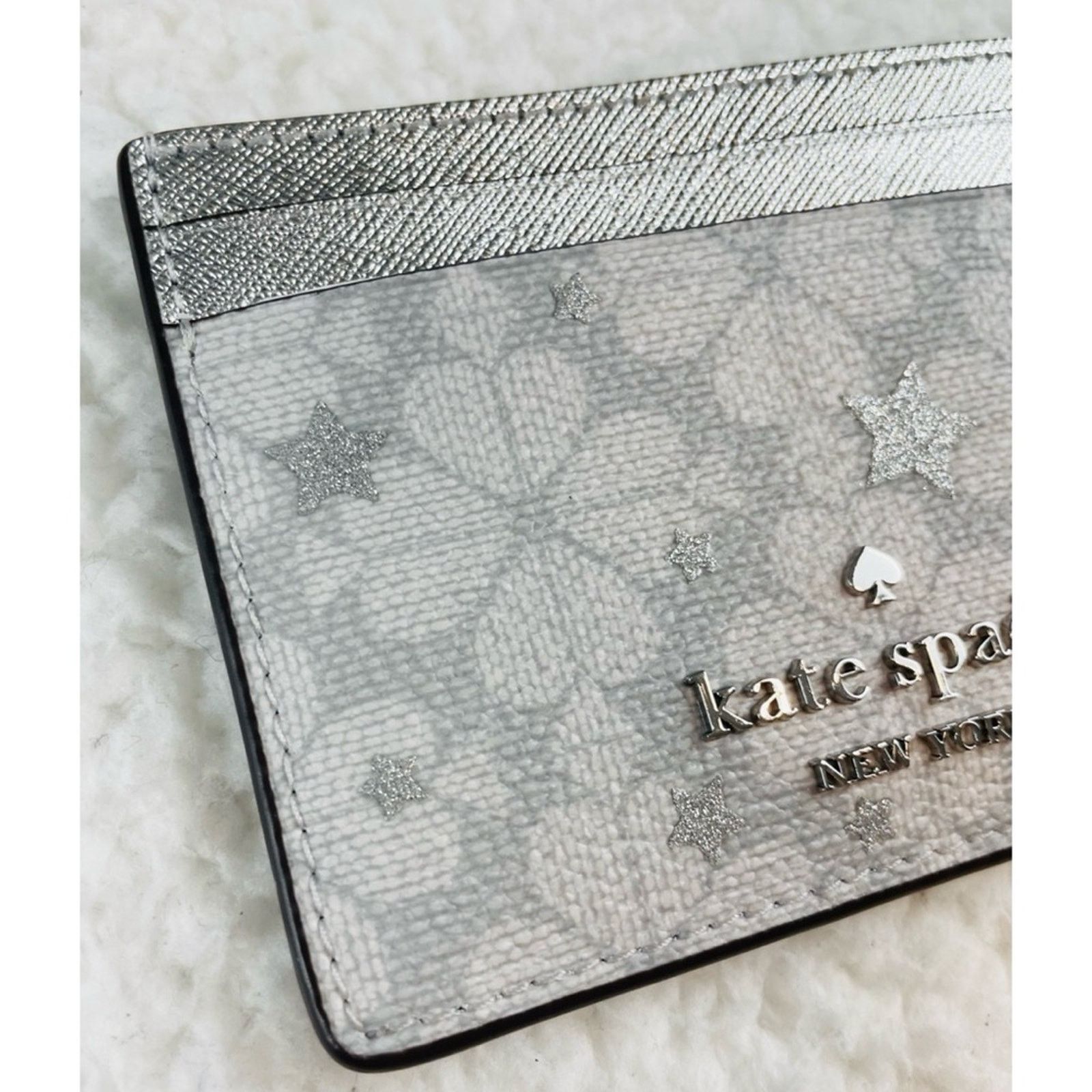 Kate Spade KATE SPADE • Platinum Grey Flower Star Slim Card Holder Size ONE SIZE - 7 Thumbnail