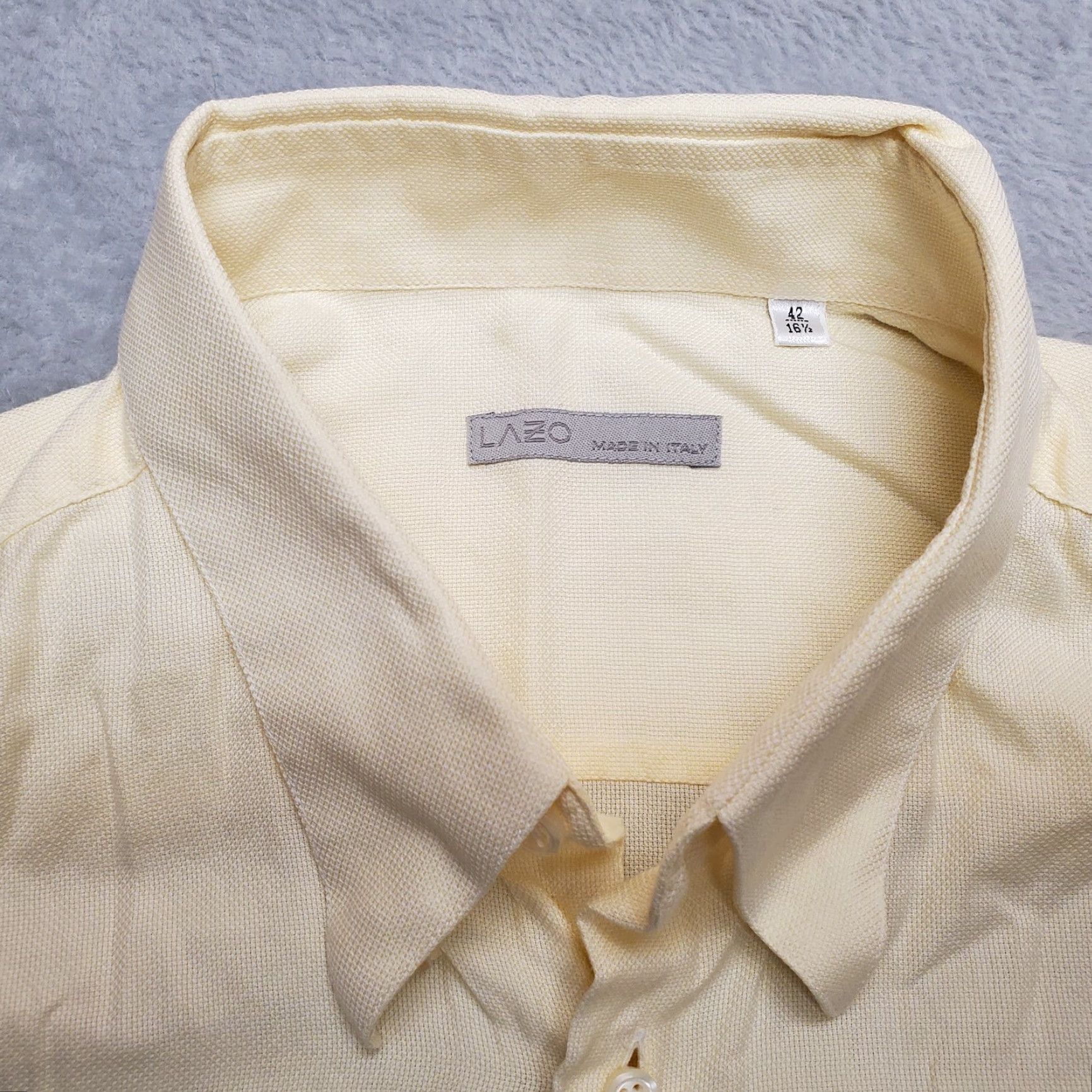 Vintage Lazo Shirt Mens 16.5 Yellow Long Sleeve Hidden Button Down 100% Cotton Italy Shirt Mens 16.5 Yellow Long Sleeve Button-Down Cotton Italy Size US XL / EU 56 / 4 - 4 Thumbnail