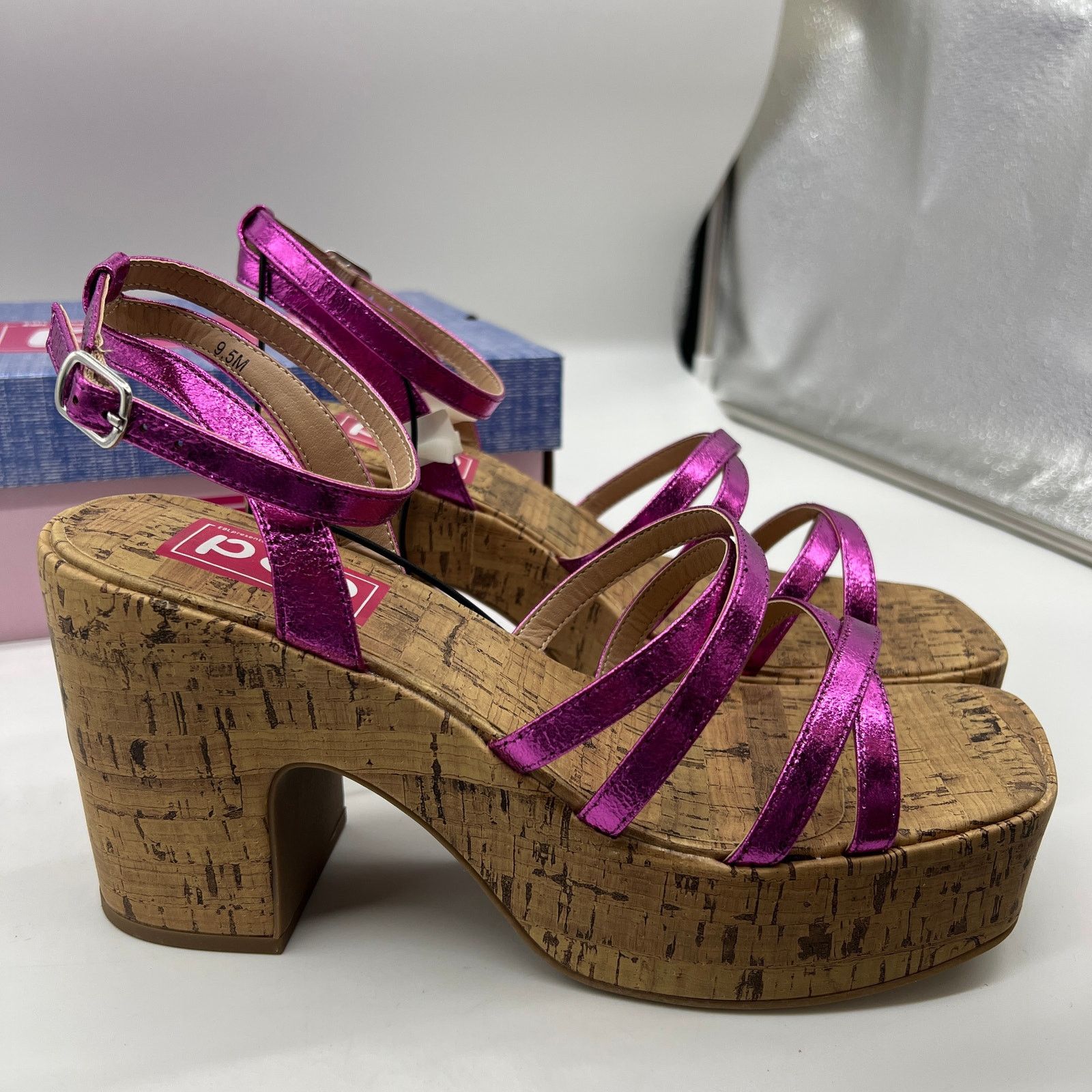 Other Pop Womens Kallie Heeled Sandals Pink Fuschia Multicolor Size US 9.5 / IT 39.5 - 7 Thumbnail