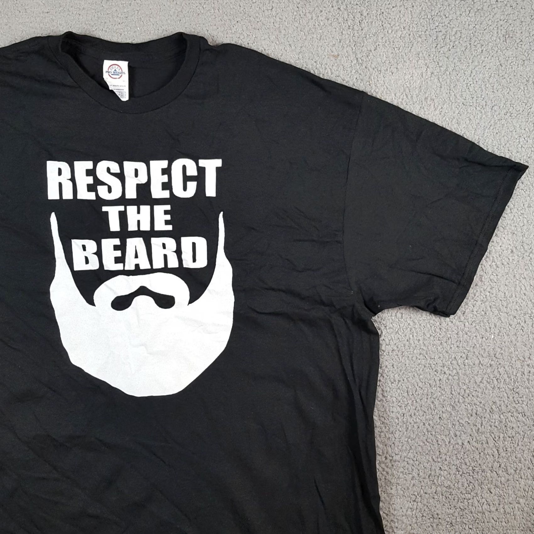 Delta Y2K Respect The Beard Funny Manly Men's 2XL Black Retro T Shirt Size US XXL / EU 58 / 5 - 4 Thumbnail