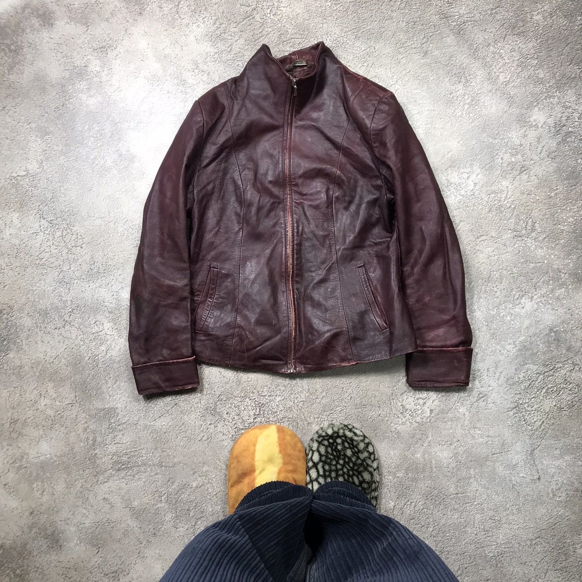 Vintage Vintage 90s Burgundy Leather Biker Jacket Streetwear Logo M Size M / US 6-8 / IT 42-44 - 1 Thumbnail