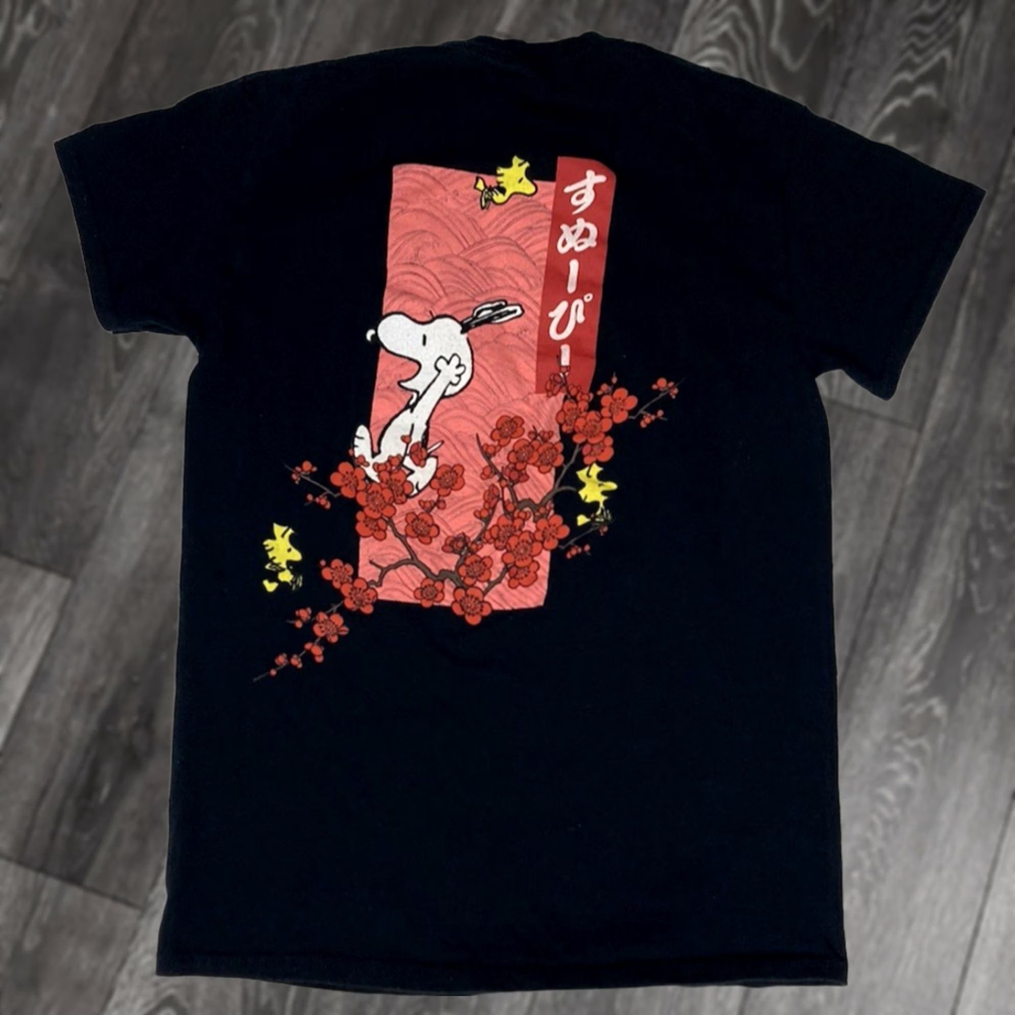 Peanuts VINTAGE Peanuts Snoopy Cherry Blossom Graphic T-shirt Women Small Black Short Sleeve Size S / US 4 / IT 40 - 1 Thumbnail