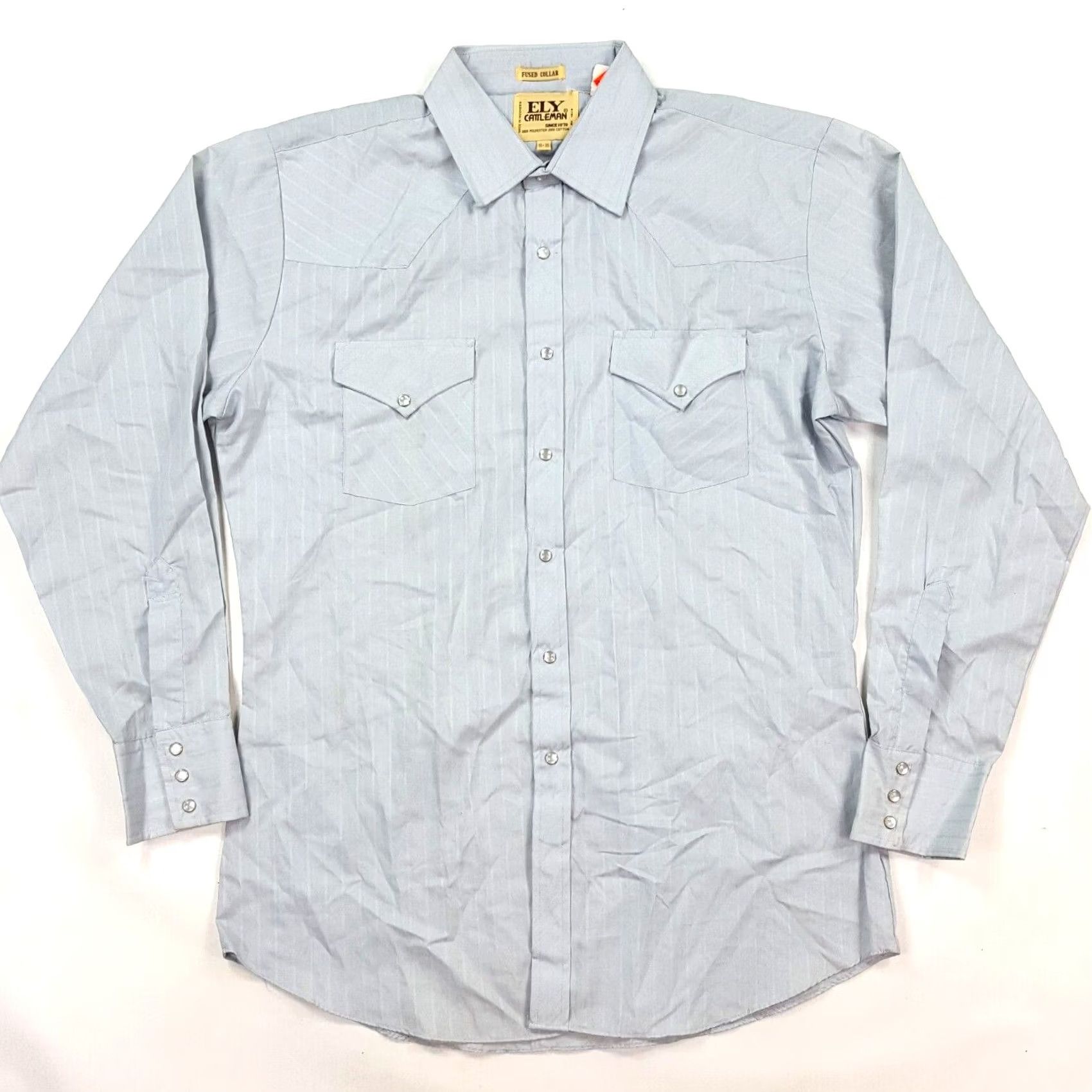 Vintage VINTAGE Ely Cattleman Button-Up Shirt Western Pearl Snap Large L Blue Cotton Striped Shirt Mens Size US L / EU 52-54 / 3 - 2 Thumbnail