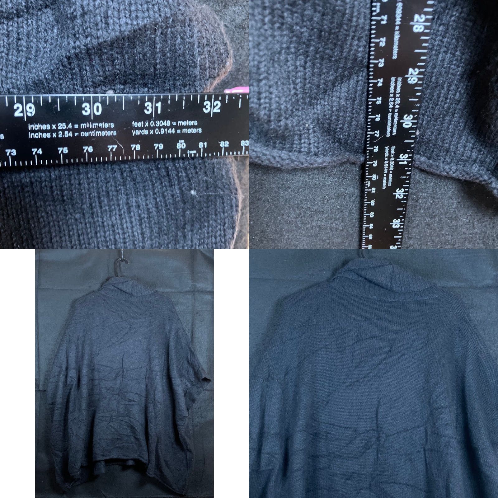 Vintage Ann Taylor Womens Sweater Black Knit Cowl Poncho Extra Fine Merino Wool Blend M Size M / US 6-8 / IT 42-44 - 8 Thumbnail
