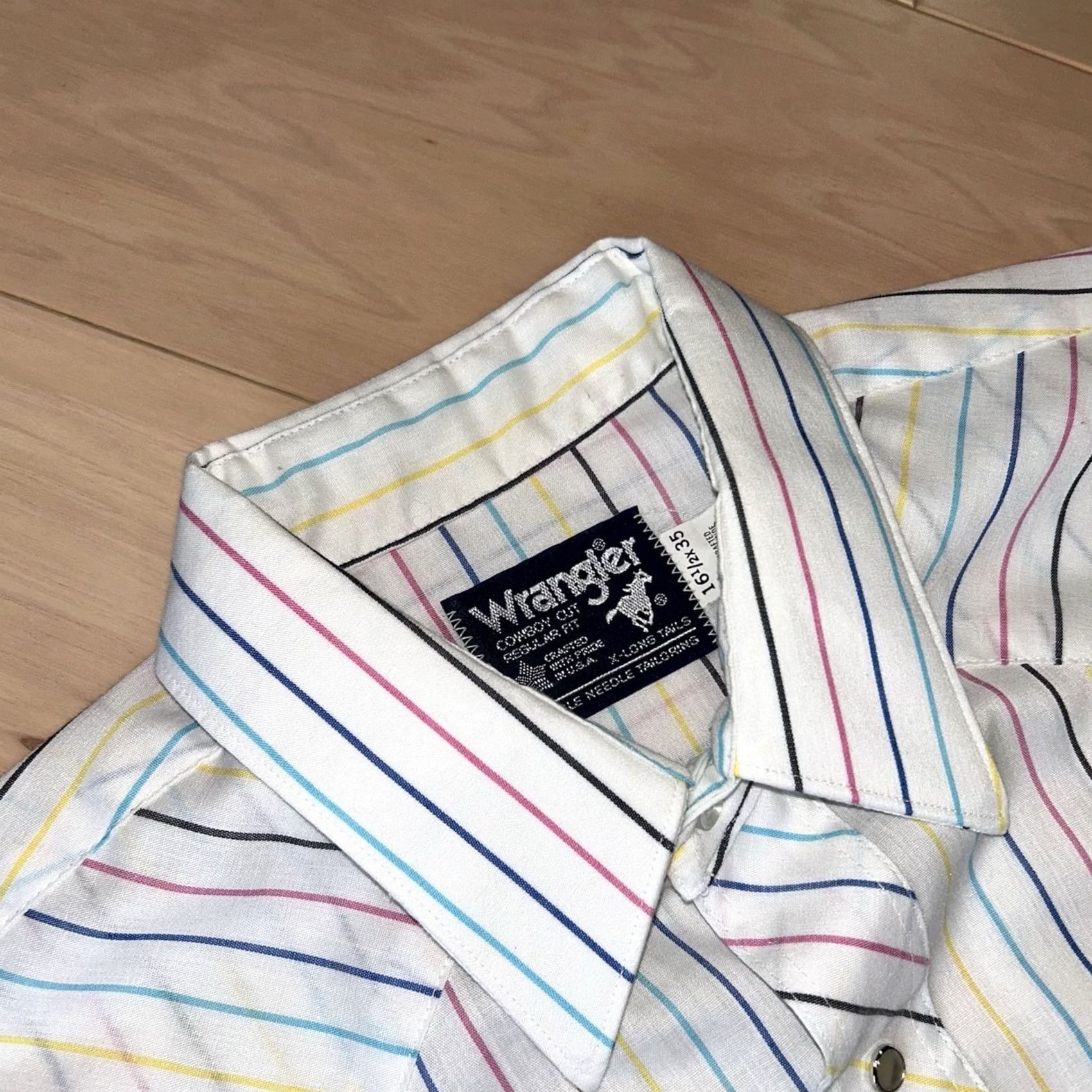 Wrangler VINTAGE Wrangler Brushpopper Pearl Snap Striped Shirt Long Sleeve Men’s 16.5-35 White Cowhide? Size US L / EU 52-54 / 3 - 3 Thumbnail