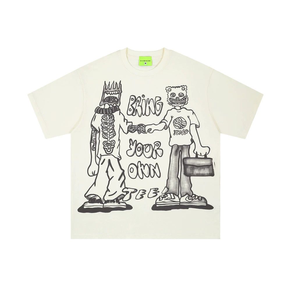 Vintage Hip-hop trendy loose casual cartoon graffiti print T-shirt Size US M / EU 48-50 / 2 - 1 Thumbnail