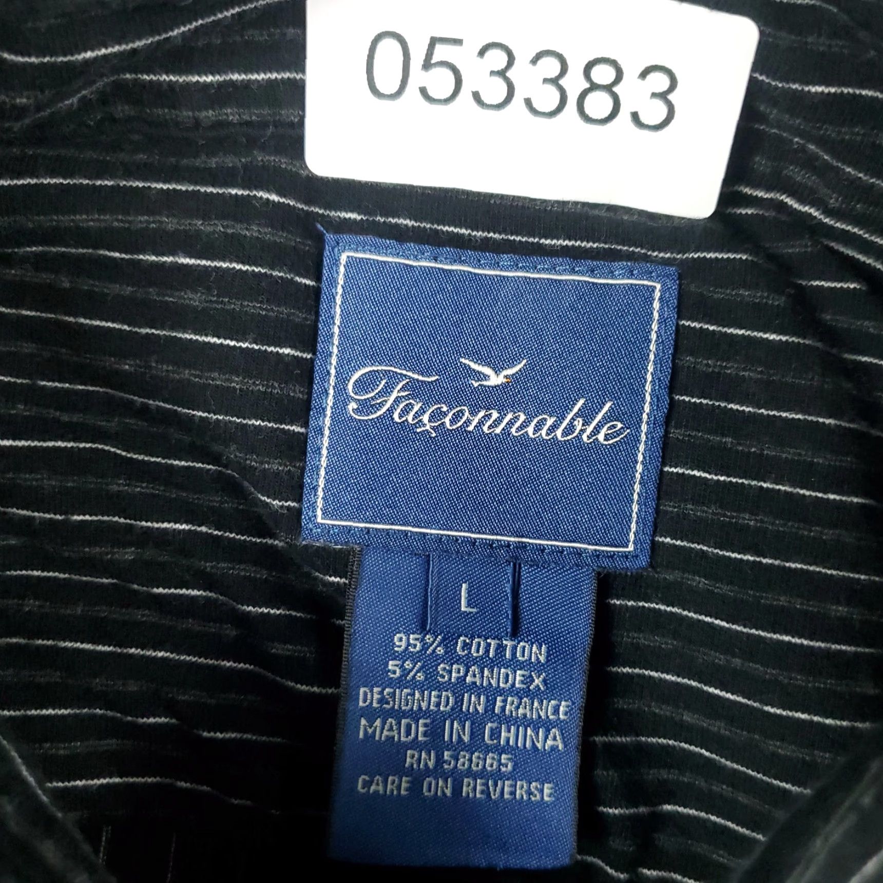 Faconnable Façonnable Shirt Mens Large Black Striped Button-Up Long Sleeve Cotton Casual Workwear Size US L / EU 52-54 / 3 - 6 Thumbnail