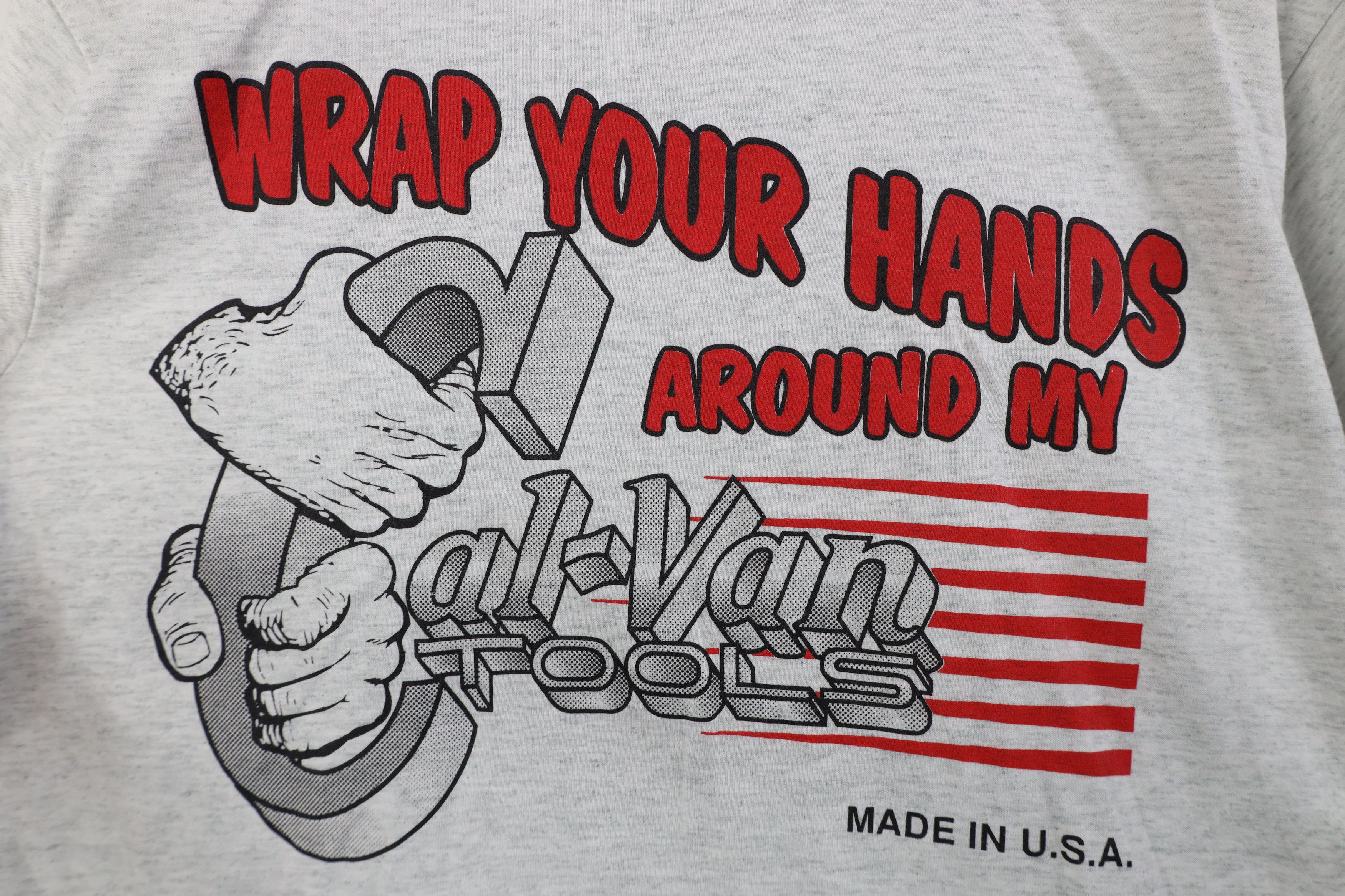 Vintage Vintage 90s Tools Wrap Your Hands T-Shirt Heather Gray USA Size US L / EU 52-54 / 3 - 4 Thumbnail