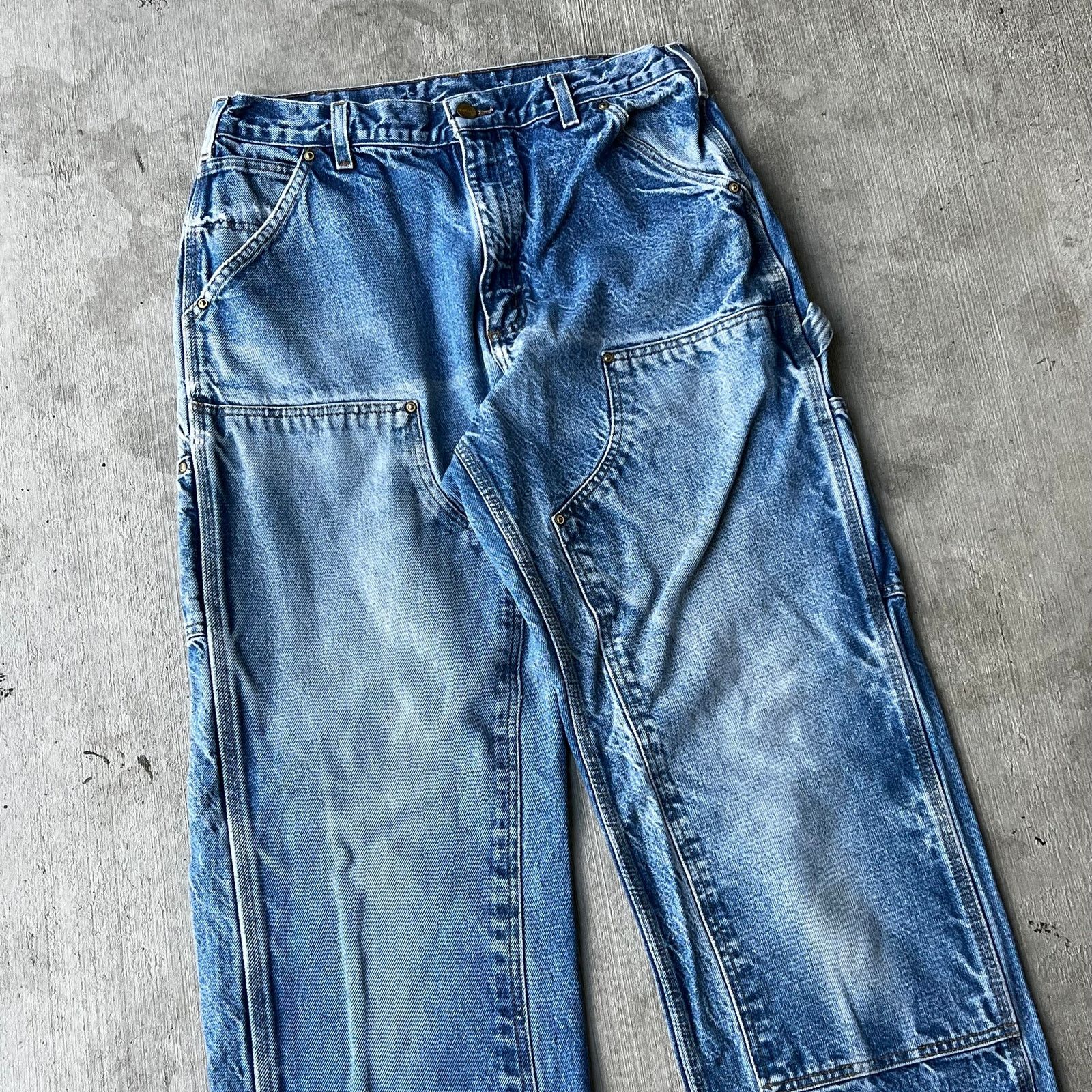 Carhartt × Vintage Carhartt faded blue denim double knee work carpenter pants Size US 31 - 2 Thumbnail