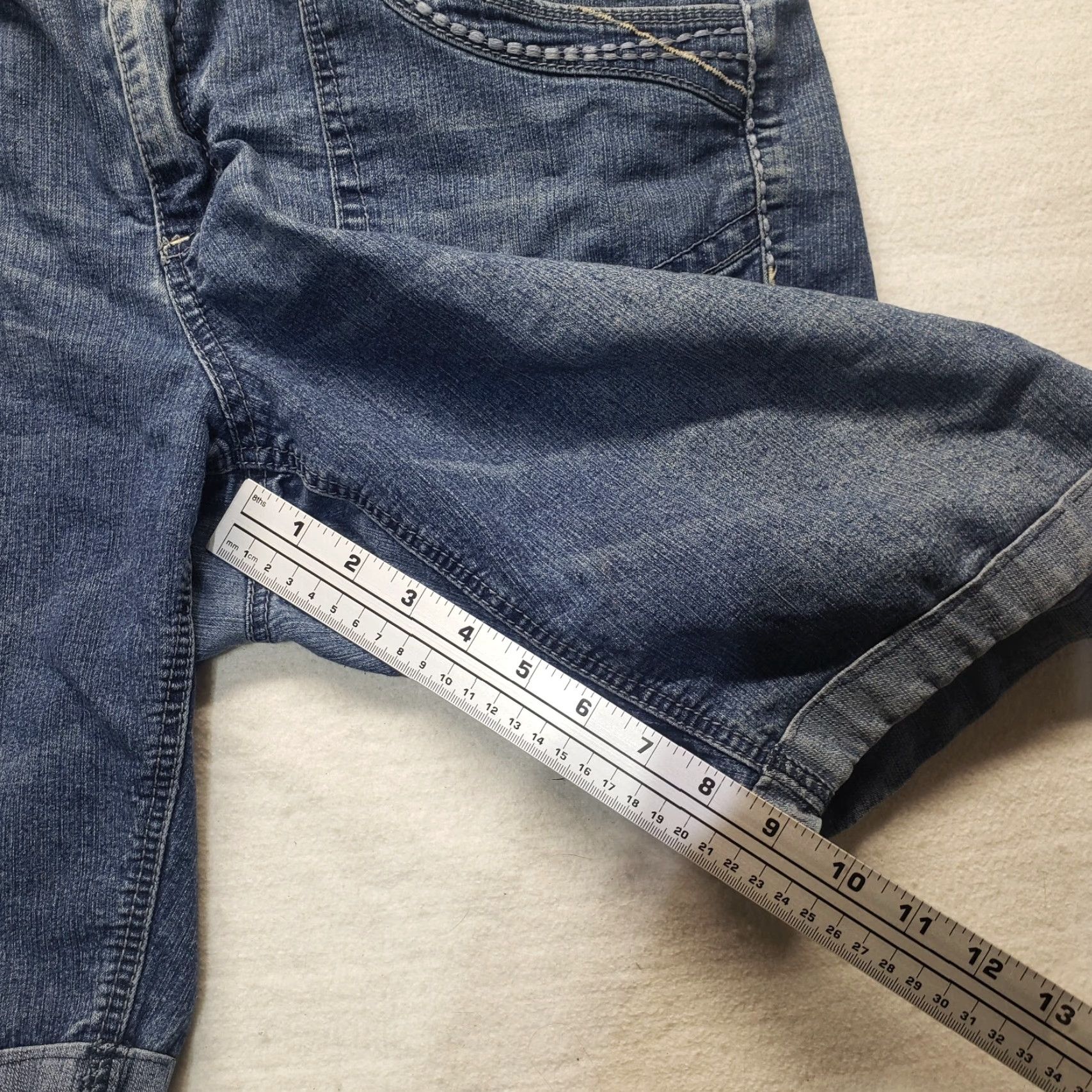 Denime Blue Identity Blue Identity Jean Shorts Denim Shorts Women Adult Size 10 Regular Inseam 12" Flat Front Cuffed Stretch Denim Shorts Women - 10 - Blue Size 32" / US 10 / IT 46 - 6 Thumbnail