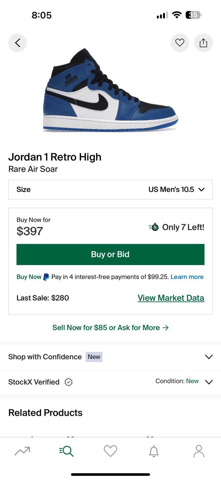 Jordan Brand Retro 1 Rare Air Soar Size 10.5 Size US 10.5 / EU 43-44 - 7 Thumbnail