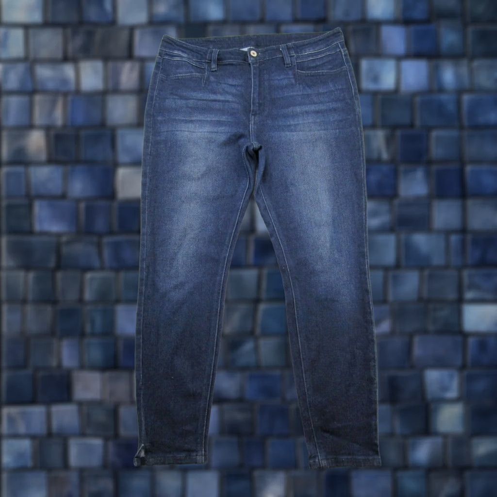 Vintage Kancan Jeans Dark Wash Stretch Denim High Rise Ankle Slit Size 30 Womens Size 30" / US 8 / IT 44 - 1 Thumbnail