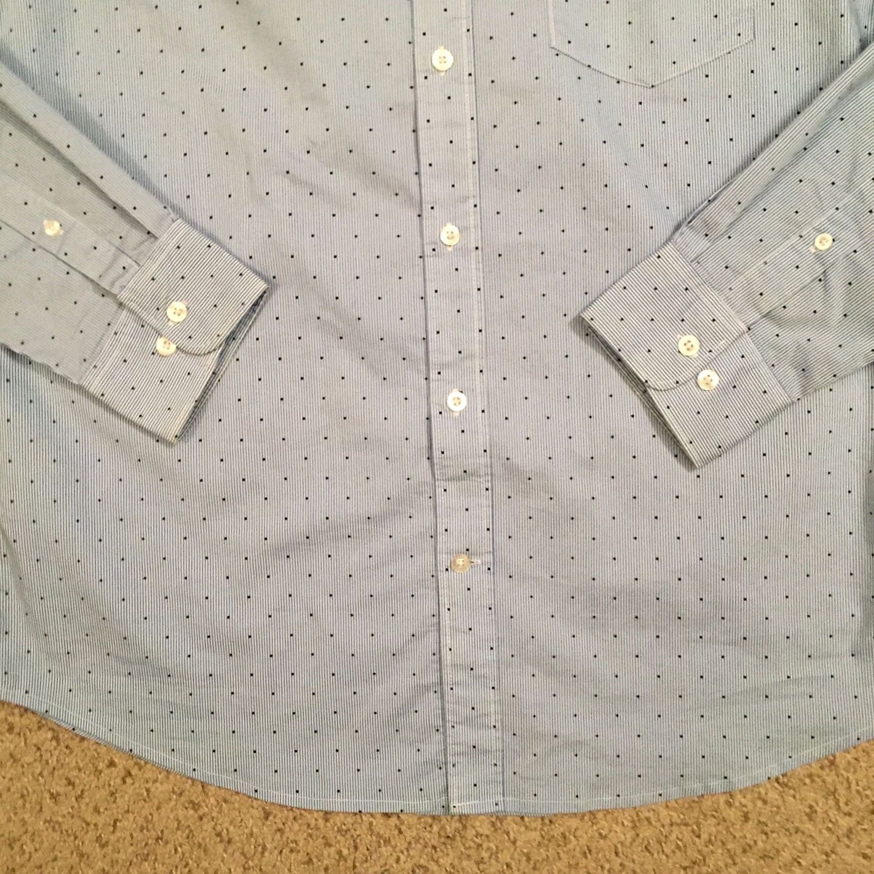 Haggar Haggar Shirt Mens Large Blue Polka Dot Long Sleeve Button-Down Size US L / EU 52-54 / 3 - 4 Thumbnail