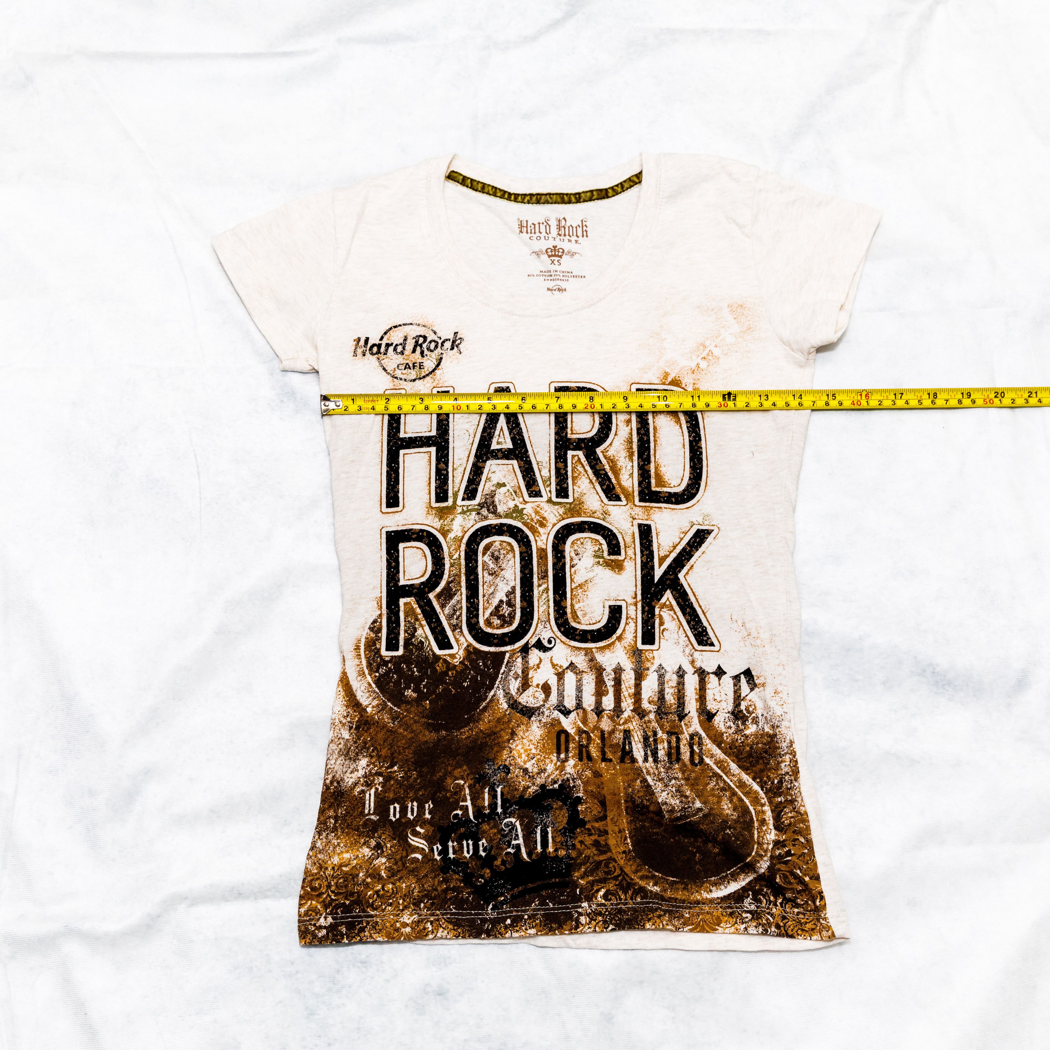 Hard Rock Cafe Hard Rock Cafe Orlando Beige T-Shirt Rinestones Womens XS Size XS / US 0-2 / IT 36-38 - 6 Thumbnail
