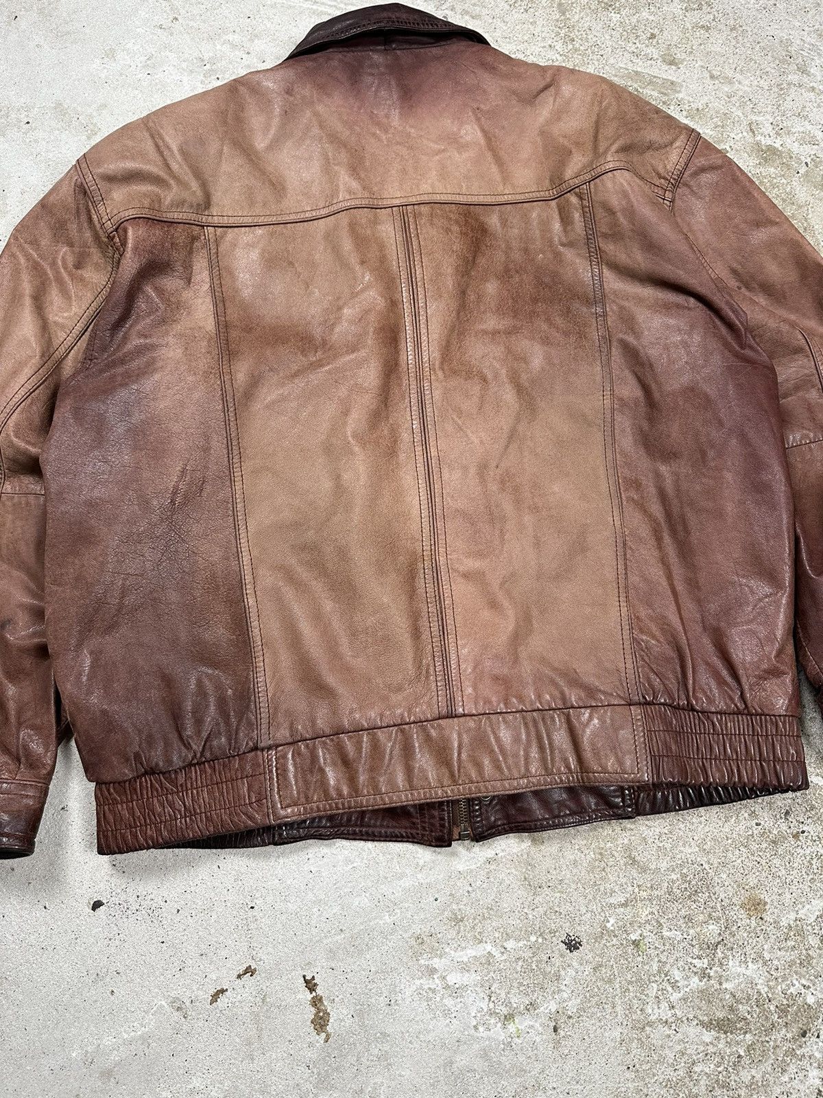 Vintage ‼️ Vintage 90s Distressed Brown / Orange Leather Jacket Rare Size US L / EU 52-54 / 3 - 12 Thumbnail