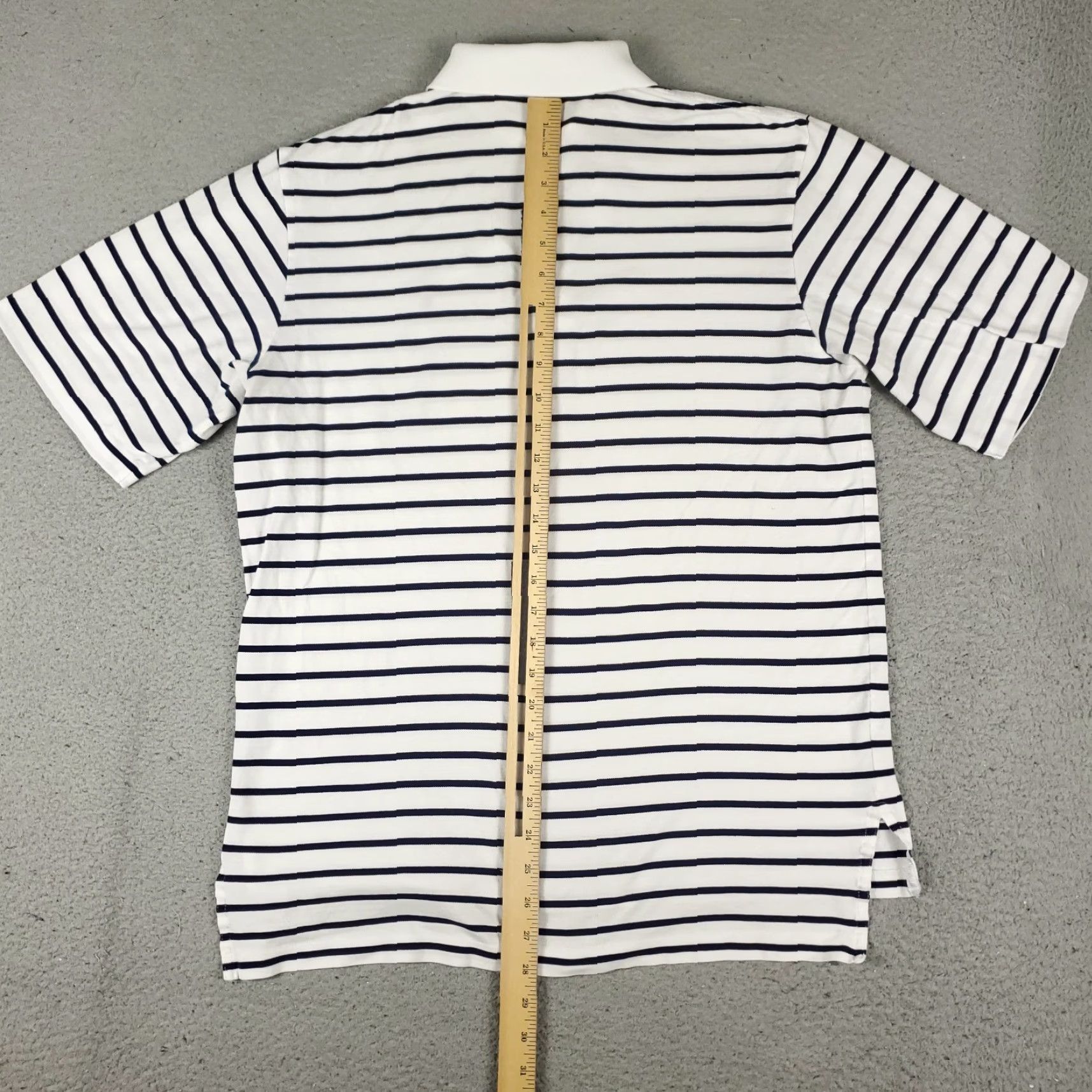 Ralph Lauren Ralph Lauren Polo Shirt Mens Medium White Blue Striped Pony Short Sleeve Size US M / EU 48-50 / 2 - 5 Thumbnail