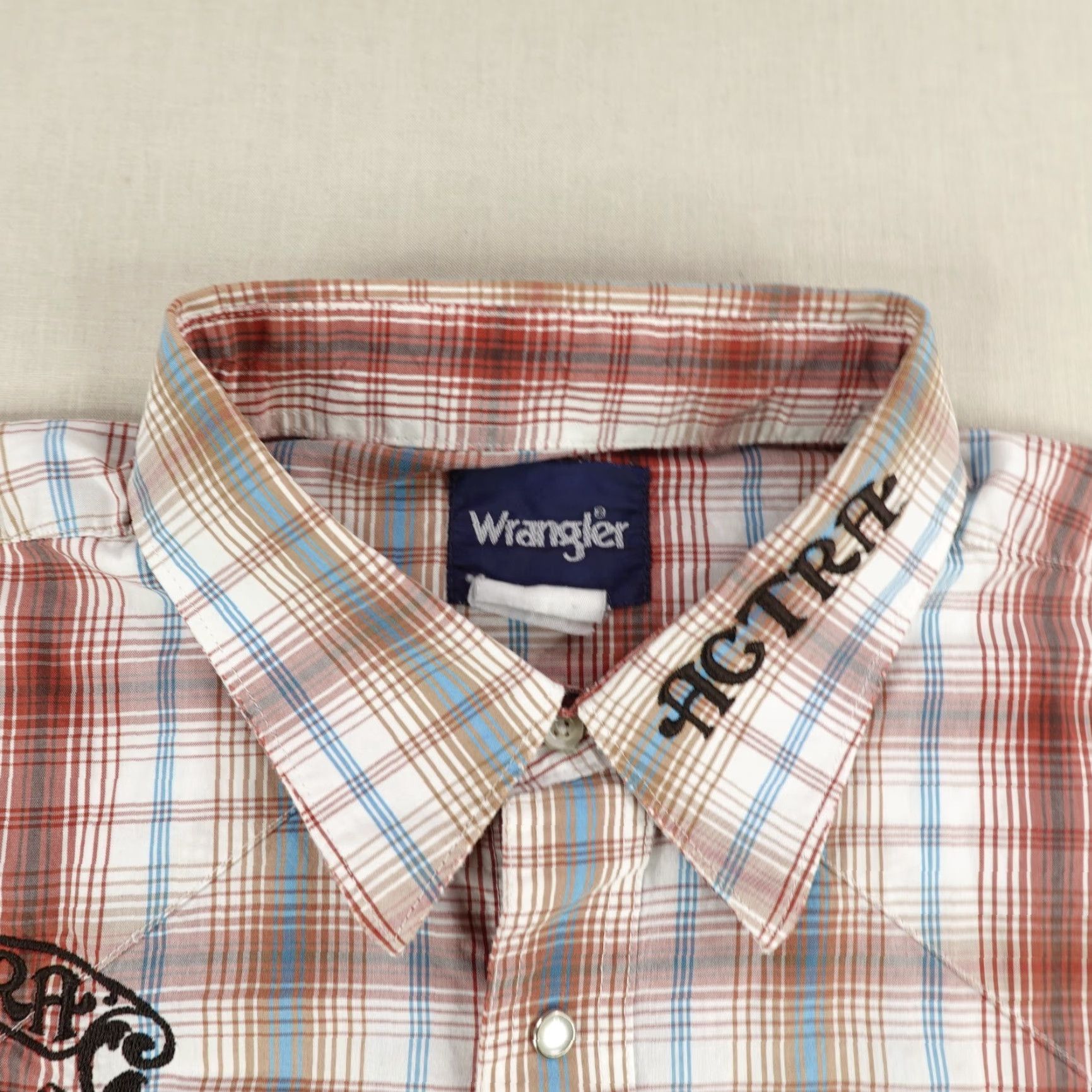 Wrangler VINTAGE Wrangler Shirt Mens 2XL Brown Plaid Actra Embroidered Western Pearl Snap Rodeo Shirts Size US XXL / EU 58 / 5 - 2 Thumbnail