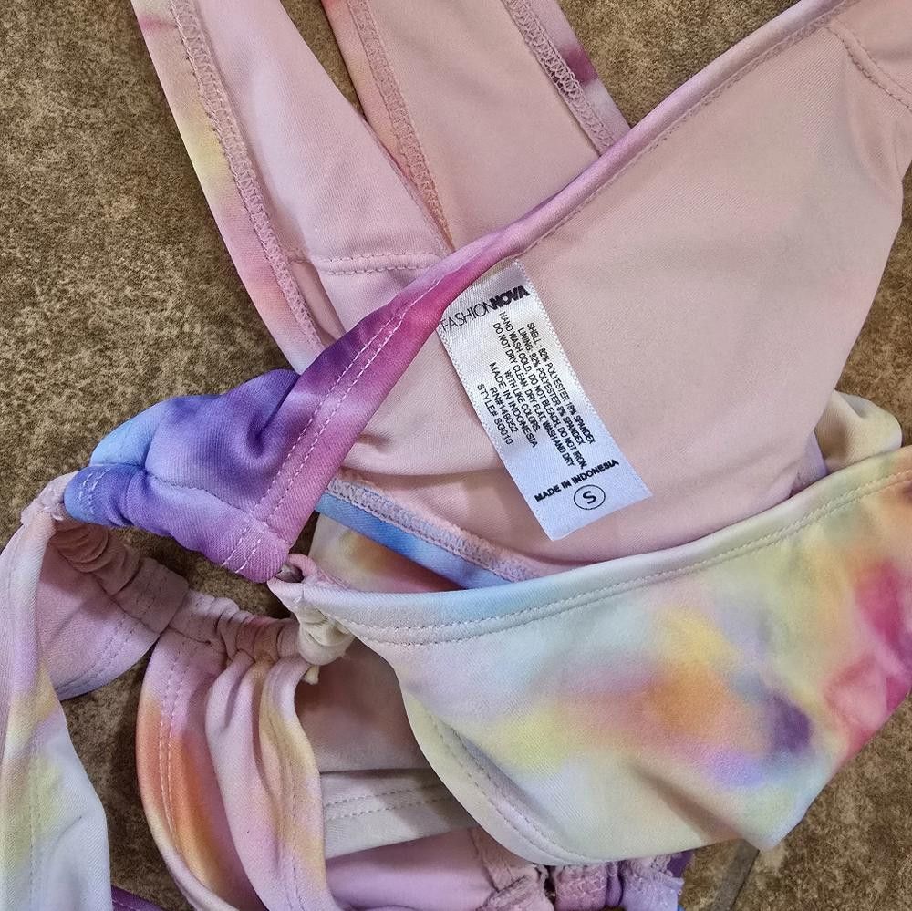 Fashion Nova Multicolored Tie Dyed FN Monokini Size ONE SIZE - 4 Thumbnail
