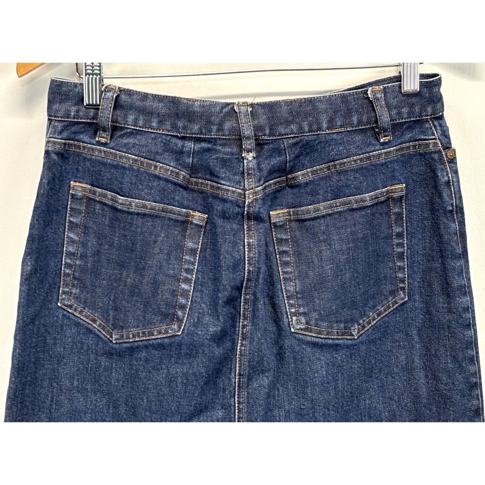 Gap VINTAGE Gap Y2K Midi Skirt Womens 10 Blue Front Slit Stretch Denim Size 32" / US 10 / IT 46 - 4 Thumbnail
