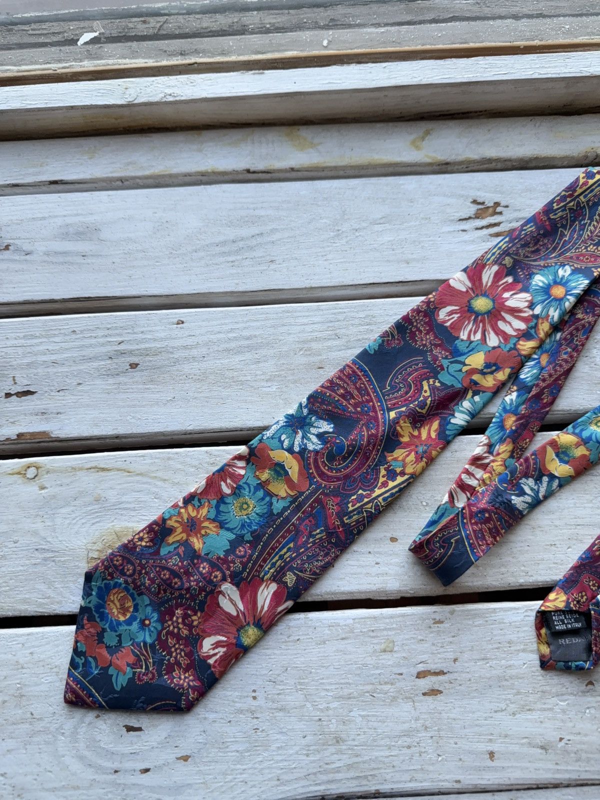 Designer × Vintage Vintage Giorgio Redaelli Floral Tie Italy 90s Silk Bold Size ONE SIZE - 2 Thumbnail