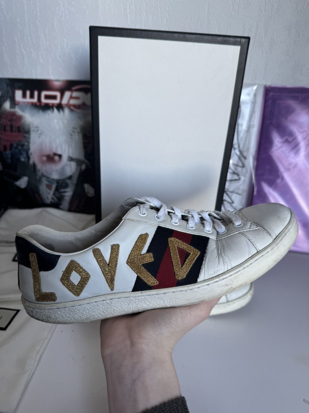 Gucci Gucci “Loved” Ace Embroidered Sneakers Luxury Designer Size US 8.5 / EU 41-42 - 6 Thumbnail
